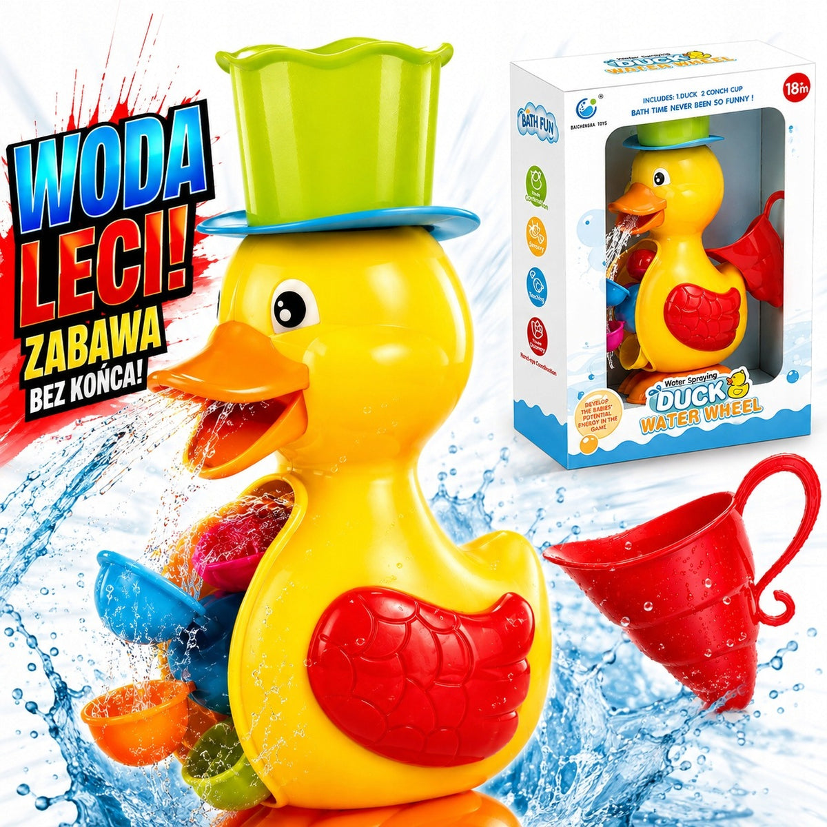 DUCK BATH REEL WATER TOY FOR BATH JUG FOR CHILDREN 18M+ Packaging status original
