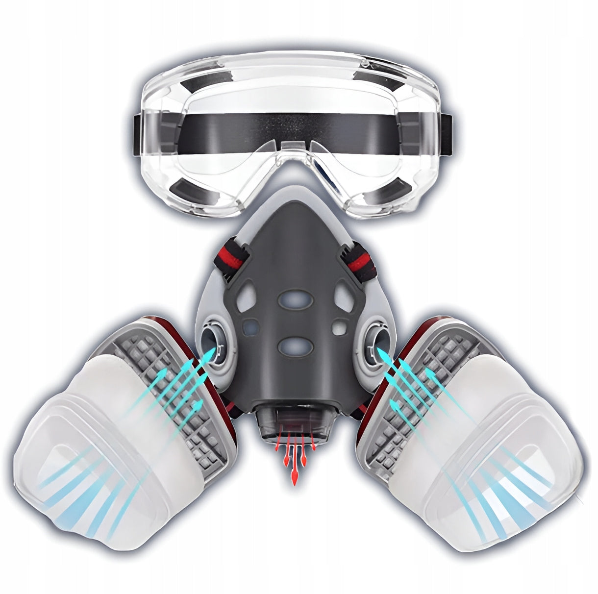 DUST FILTERING PAINT MASK FULL FILTERS + CARTRIDGES + GLASSES Medical device no