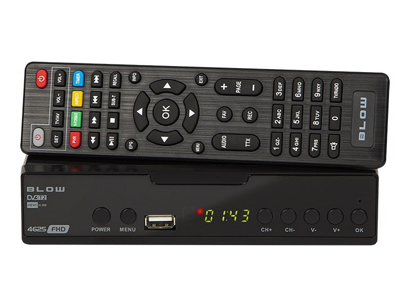DVB-T2 Blow Tuner 4625FHD Full HD TV Receiver PVR Recording HDMI Manufacturer code TUNER DEKODER TV NAZIEMNEJ Pełny ZESTAW