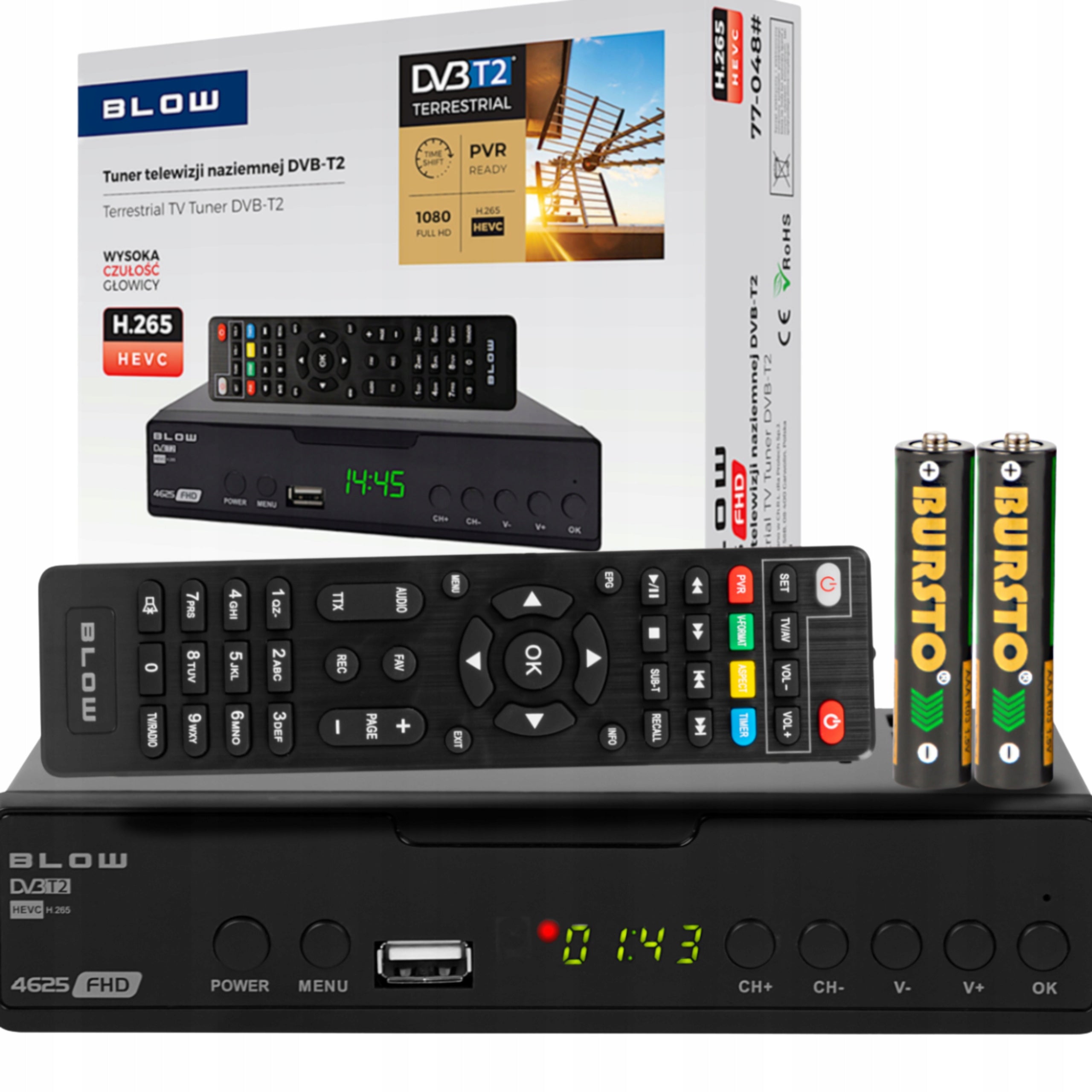 DVB-T2 Blow Tuner 4625FHD Full HD TV Receiver PVR Recording HDMI