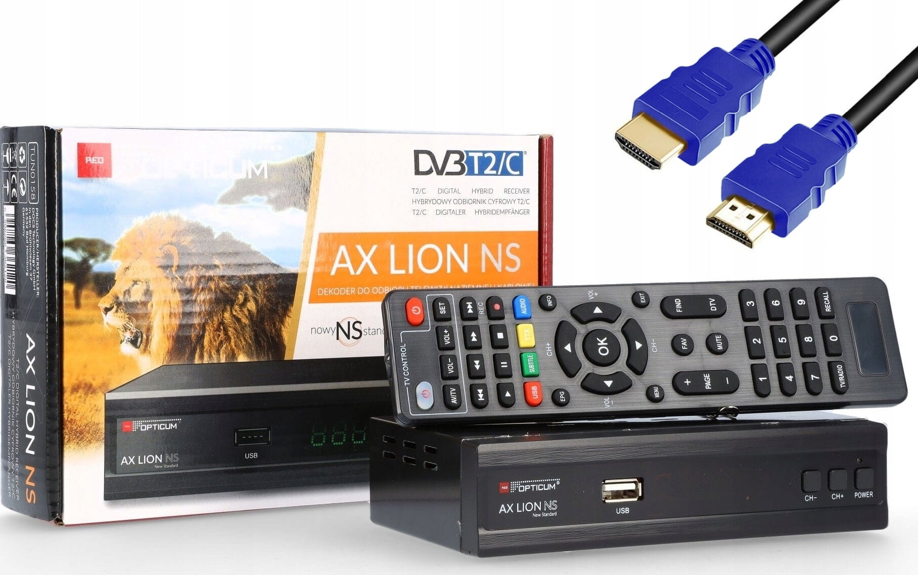 DVB-T2 Terrestrial TV Set Top Box Opticum DVB-C Cable TV Tuner + HDMI