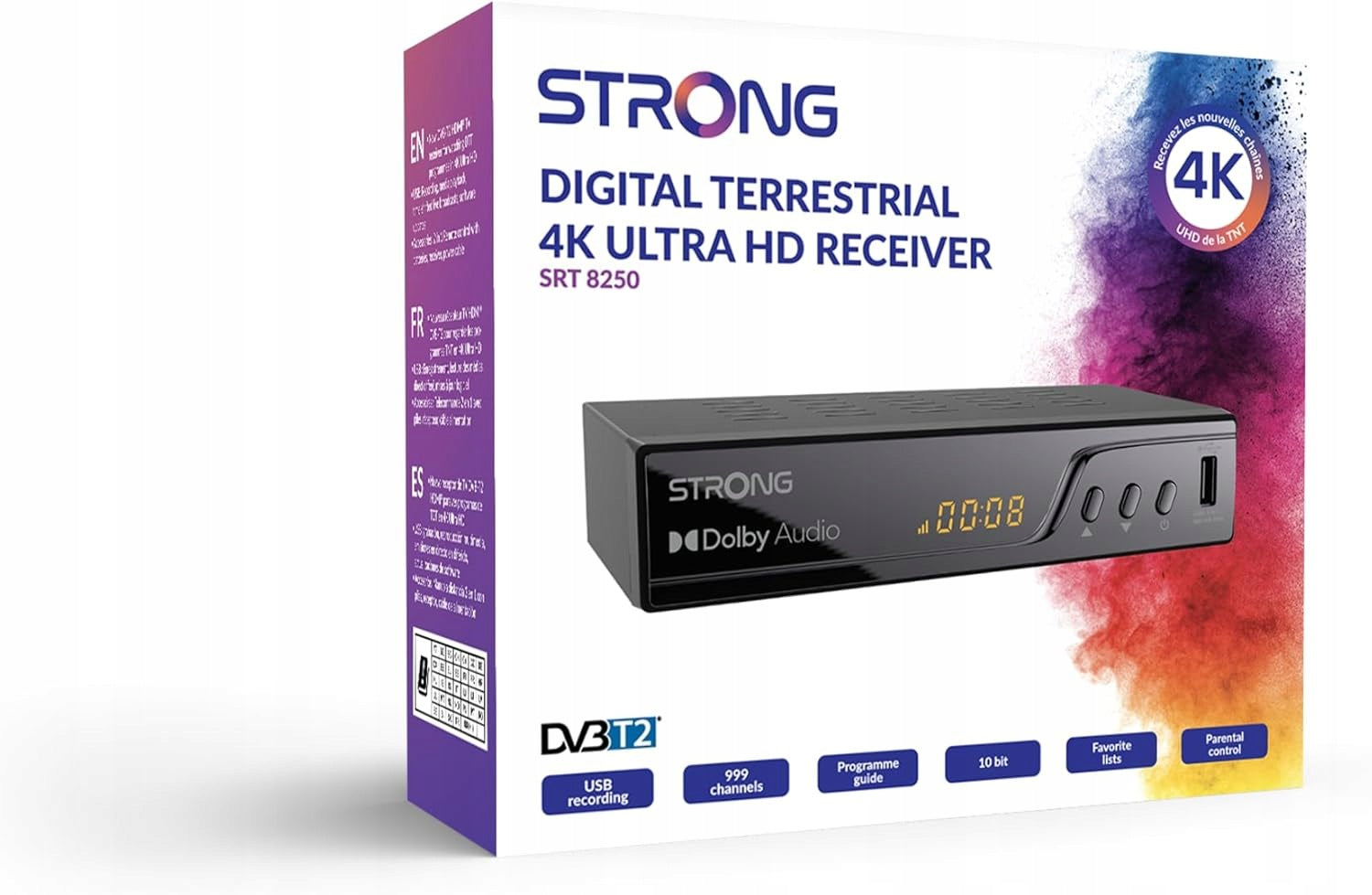 DVB-T2 UHD 4K TV Tuner Strong Srt8250 TNT Dolby Digital Decoder Receiver Model Srt8250