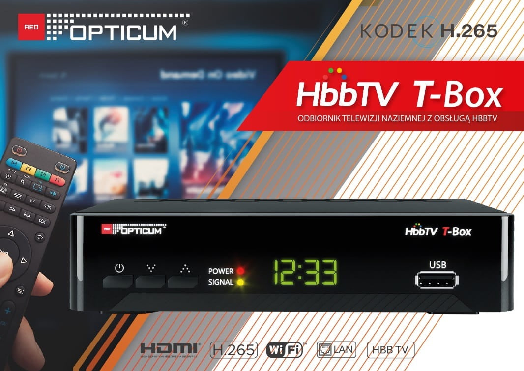 DVB-T2 ground tuner with HBBTV T-BOX Opticum HEVC Brand Opticum
