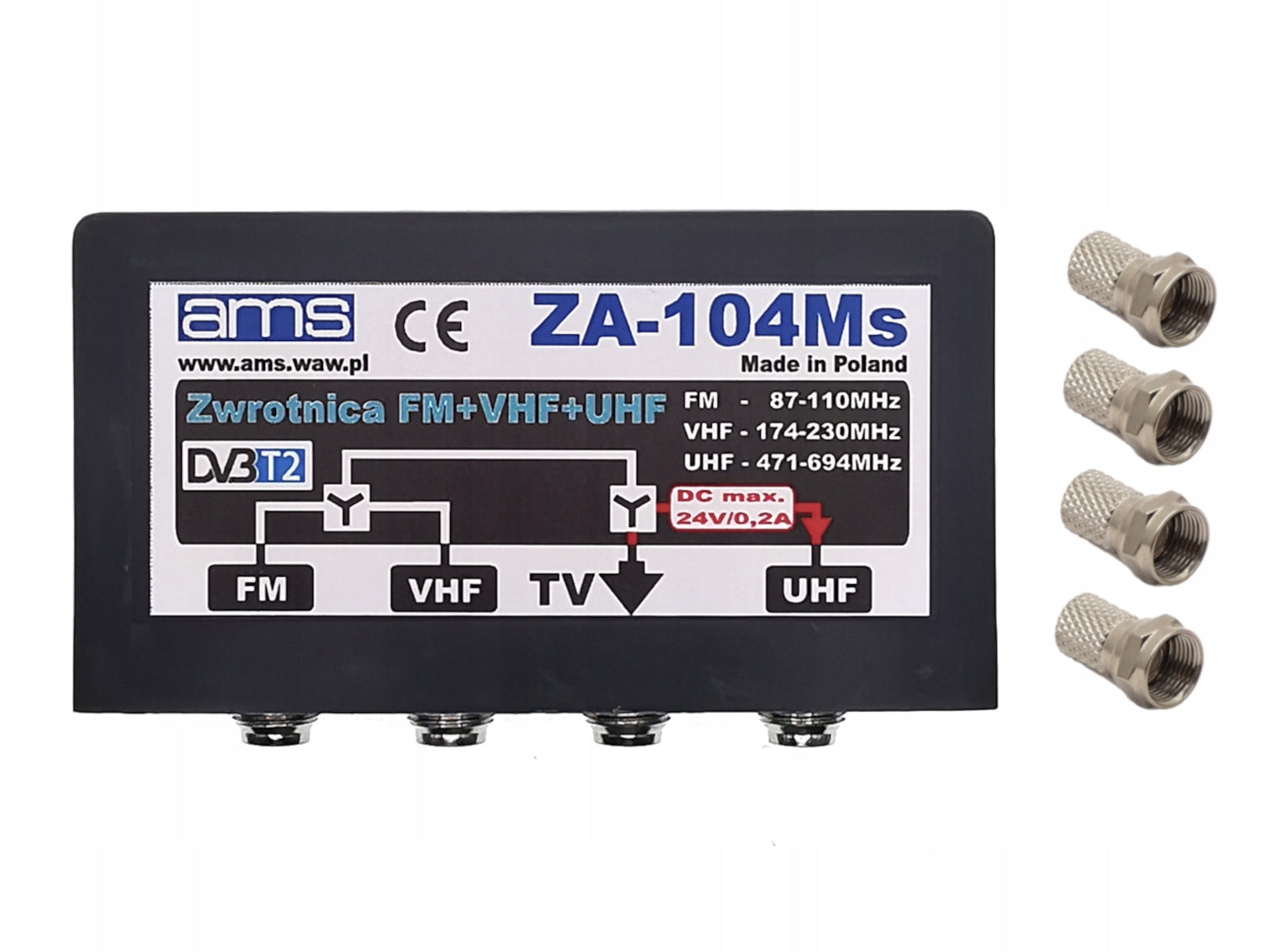 DVB-T2 outdoor antenna crossover ZA-104Ms FM / VHF / UHF filter LTE AMS