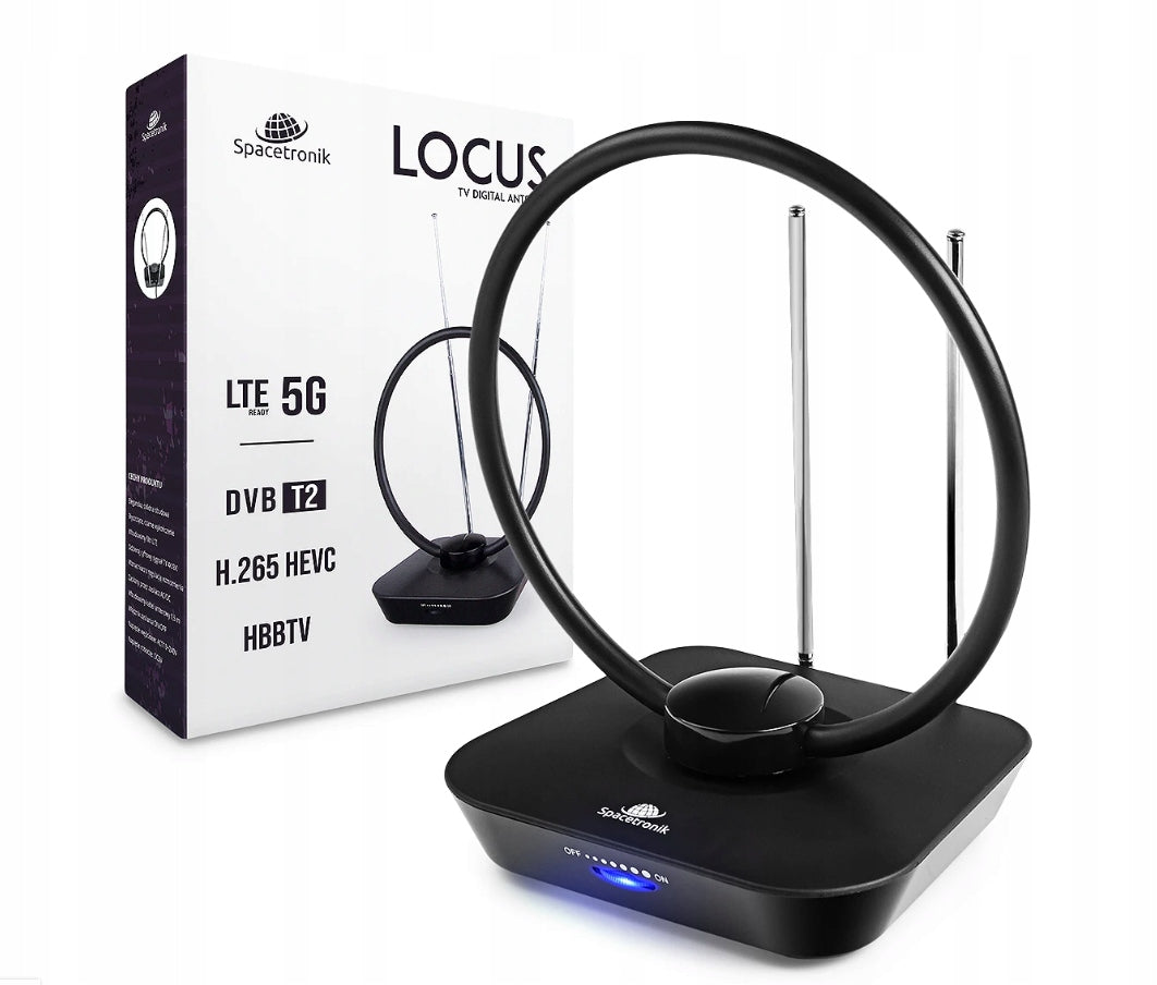 DVB-T2 room antenna Spacetronik Locus TV power supply 45dB