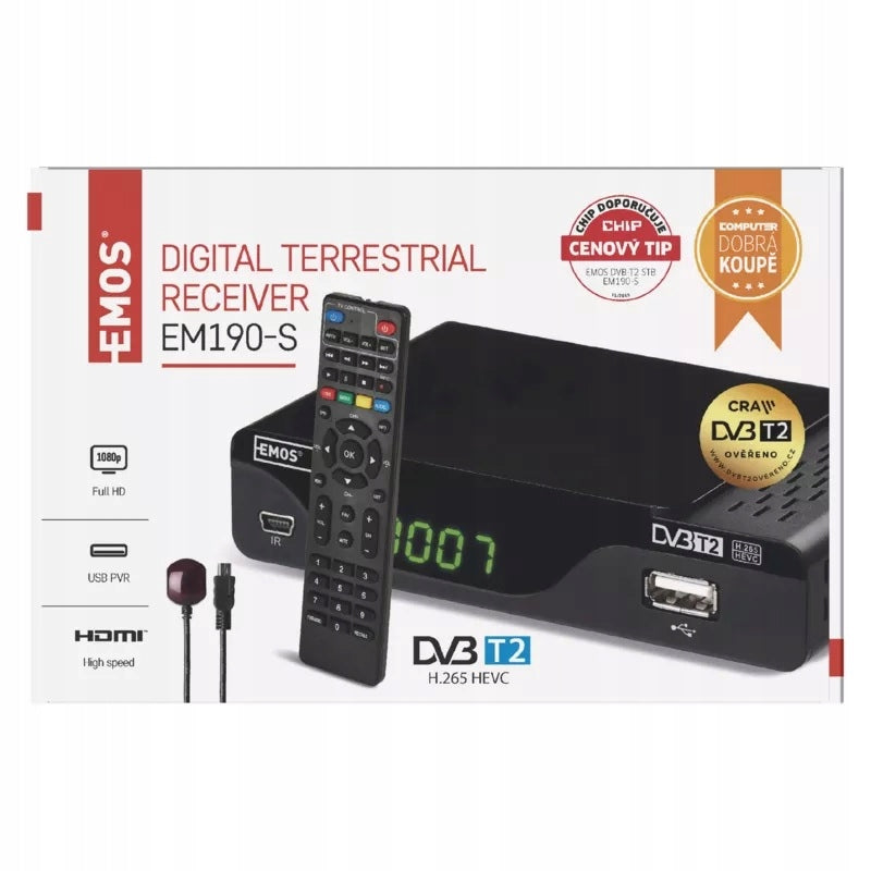 DVB-T2 terrestrial television decoder (tuner) - EMOS EM190-S//EM190-L HD Brand Emos