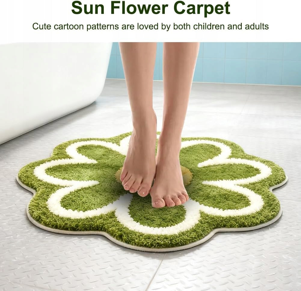 Daisy Bathroom Rug 40x40 cm Green Microfiber Mat Absorbent Manufacturer code SWC5908151086315