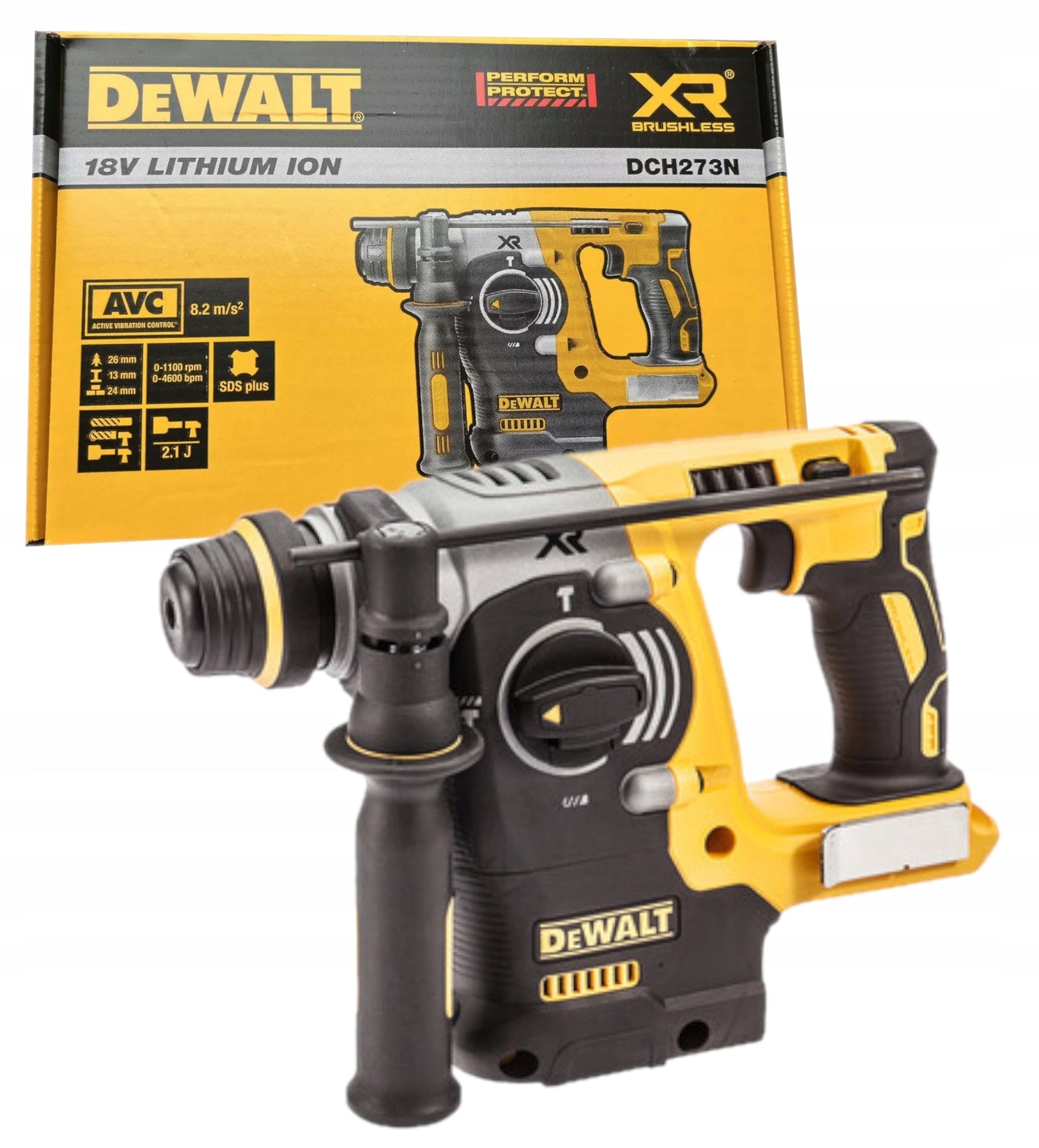DeWALT CORDLESS HAMMER DRILL 3-FUNCTION 2.1J 18V SDS Plus BODY DCH273N
