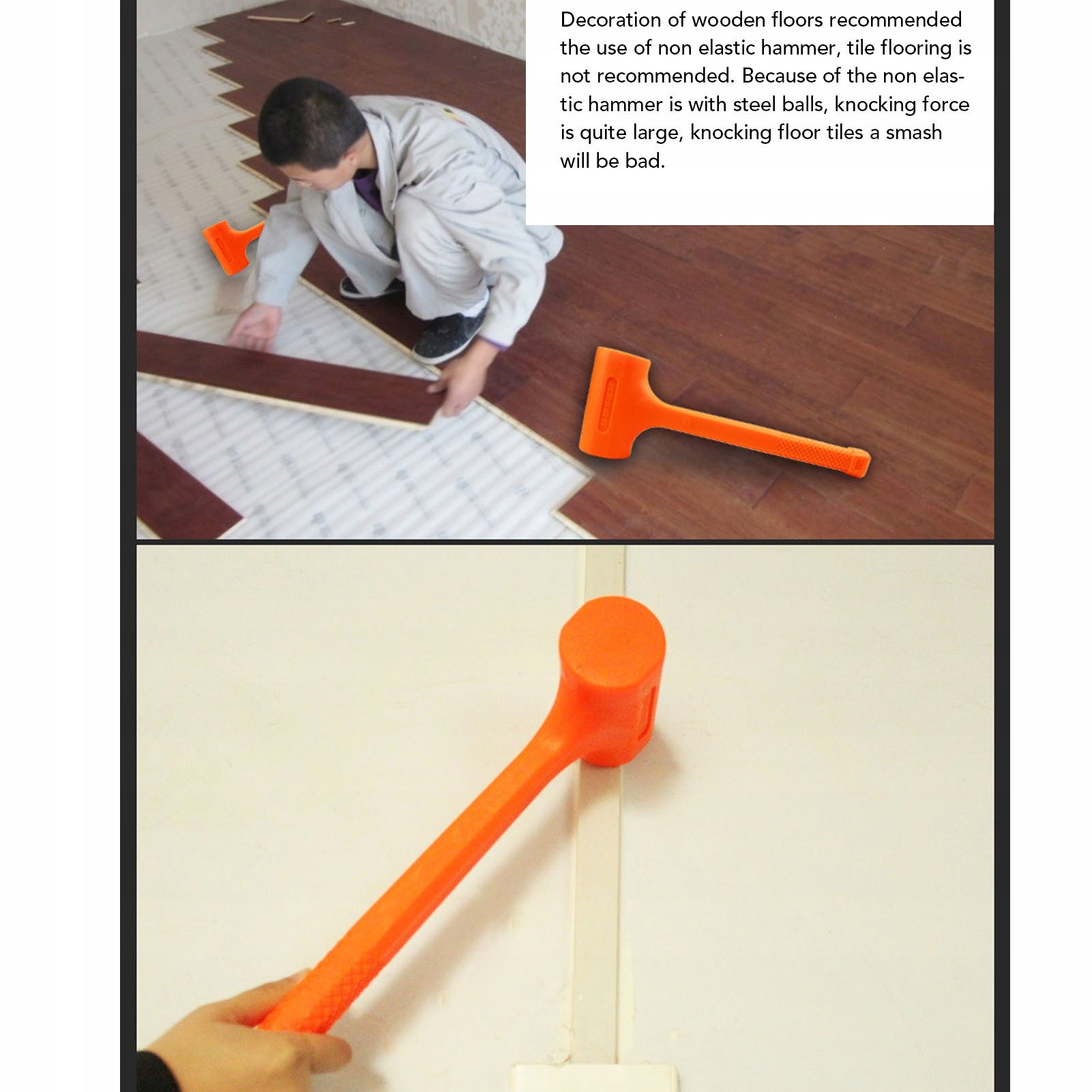 Dead Blow Hammer with Dual Ends Steel Core and Soft Handle Impact energy 1.01 J