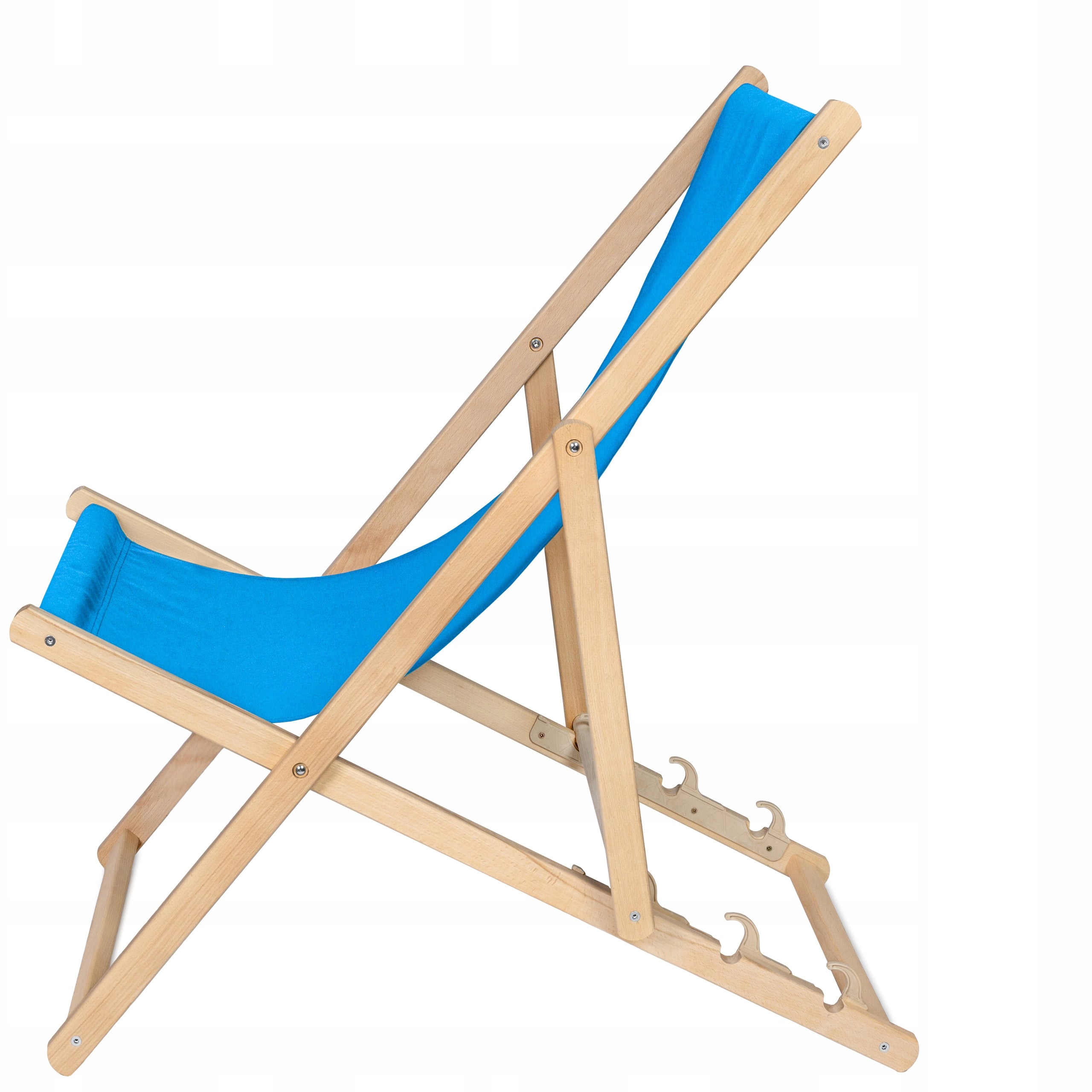 Deckchair WOODEN beach advertising THICK SLATS for balcony garden [BLUE] Color blue