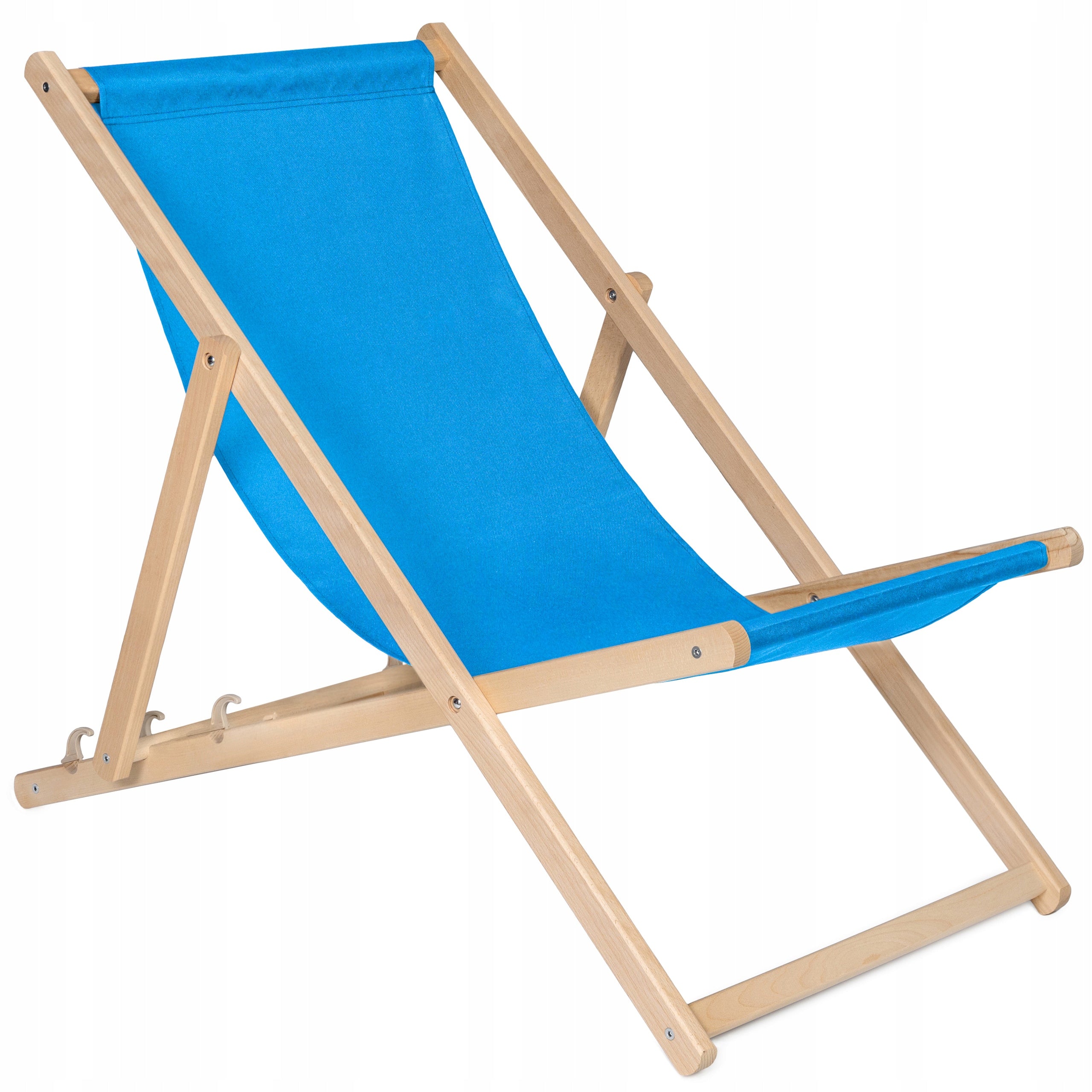 Deckchair WOODEN beach advertising THICK SLATS for balcony garden [BLUE]