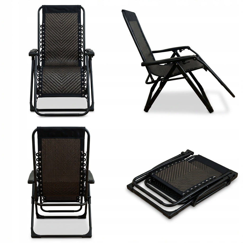 Deckchair metal black folding Brand no brand