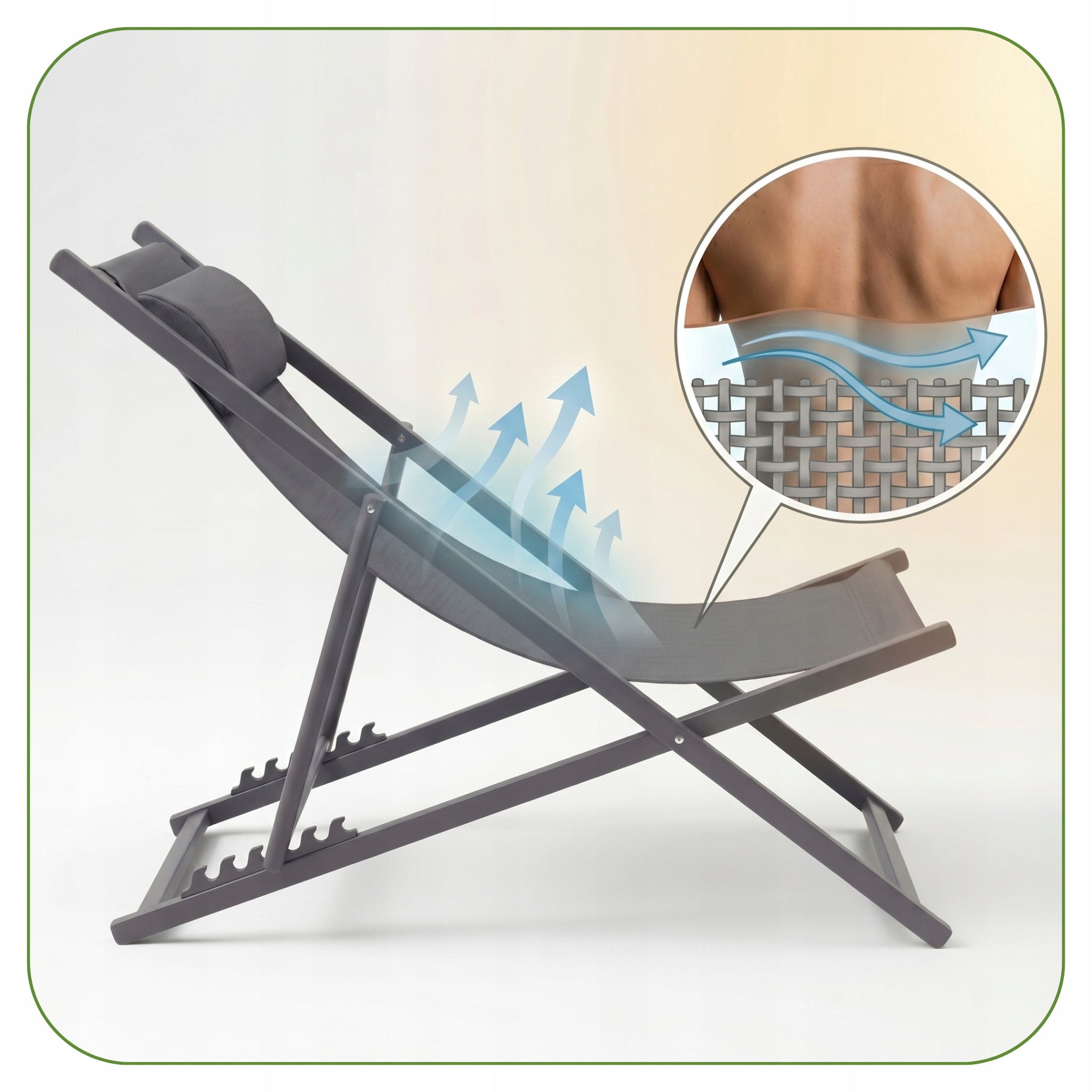 Deckchair steel grey MEVEN Brand MEVEN