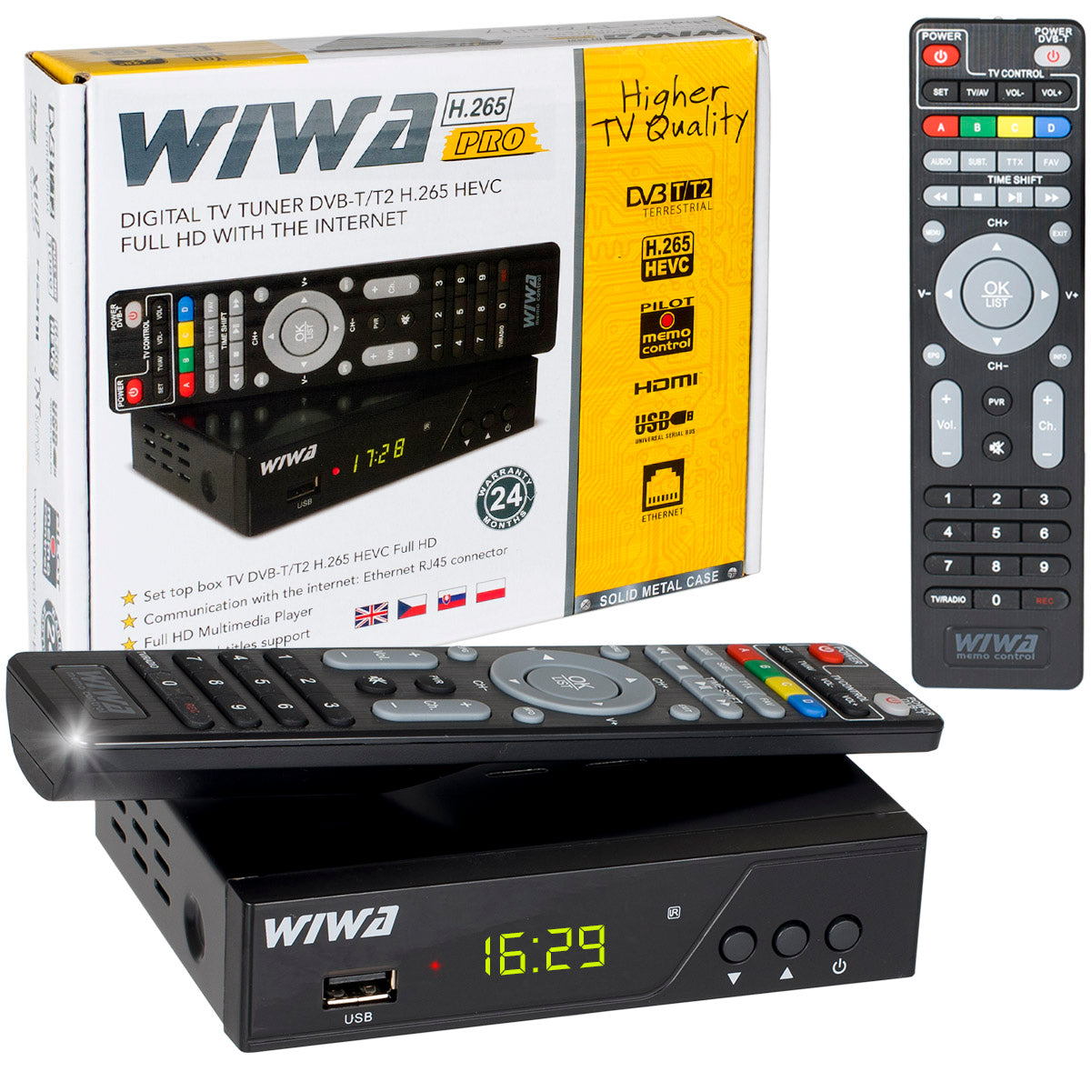 Decoder Terrestrial TV Tuner Wiwa DVB-T2 H.265 PRO EPG PVR Packaging status original