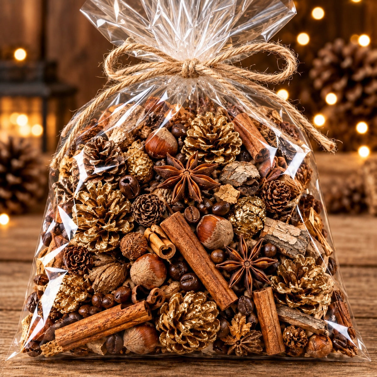 Decorative dried 1 l Christmas cones anise cinnamon coffee nature Manufacturer code Susz dekoracyjny 1 l Boże Narodzenie