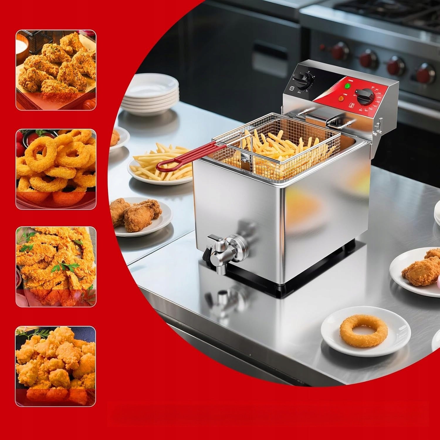 Deep Fryer 6L Professional Electric Gastronomic Steel Manufacturer code Frytkownica Głęboka 6L Profesjonalna Elektryc