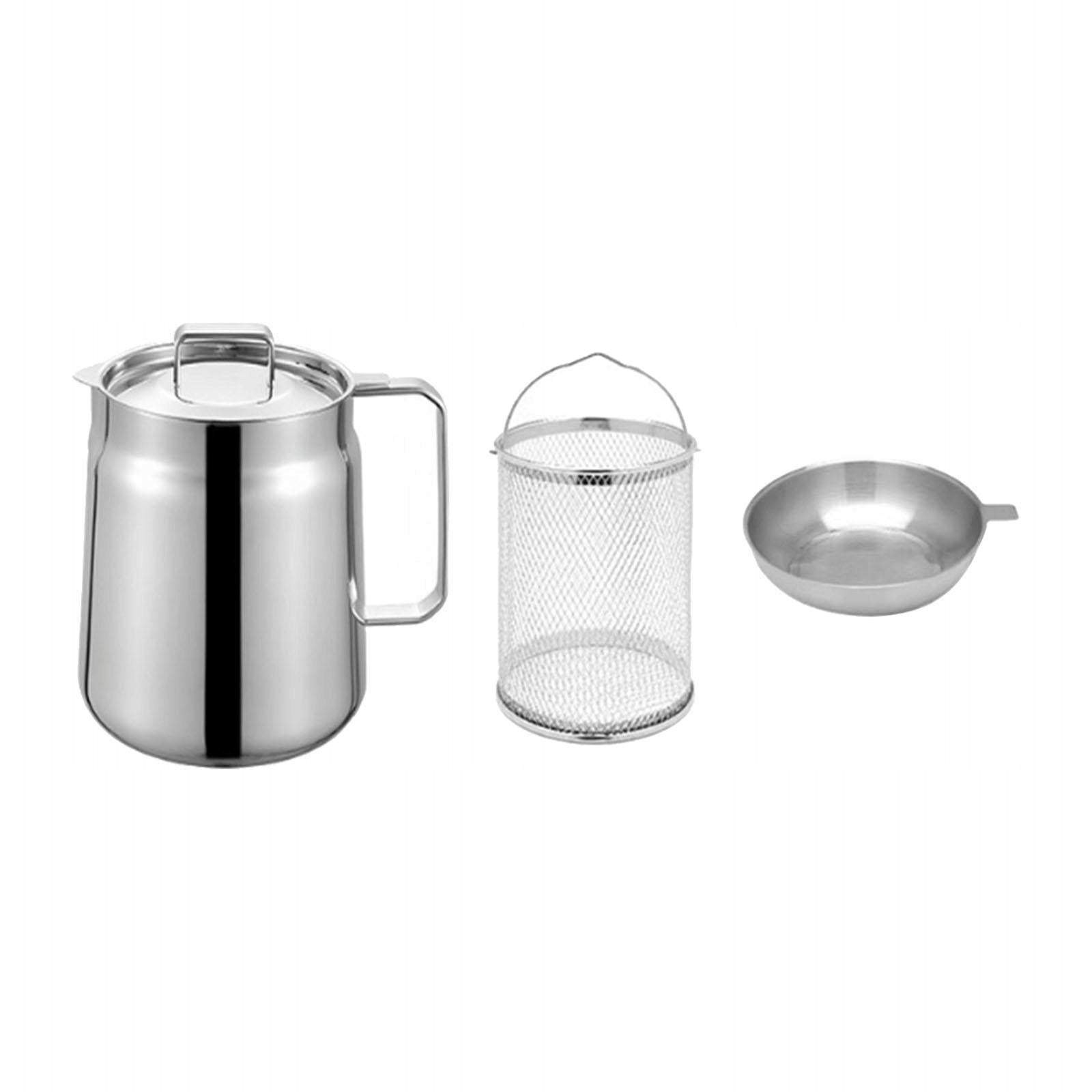 Deep Fryer Pot Soup Pot Stainless Steel with Handle Practical Deep Fryed 2L