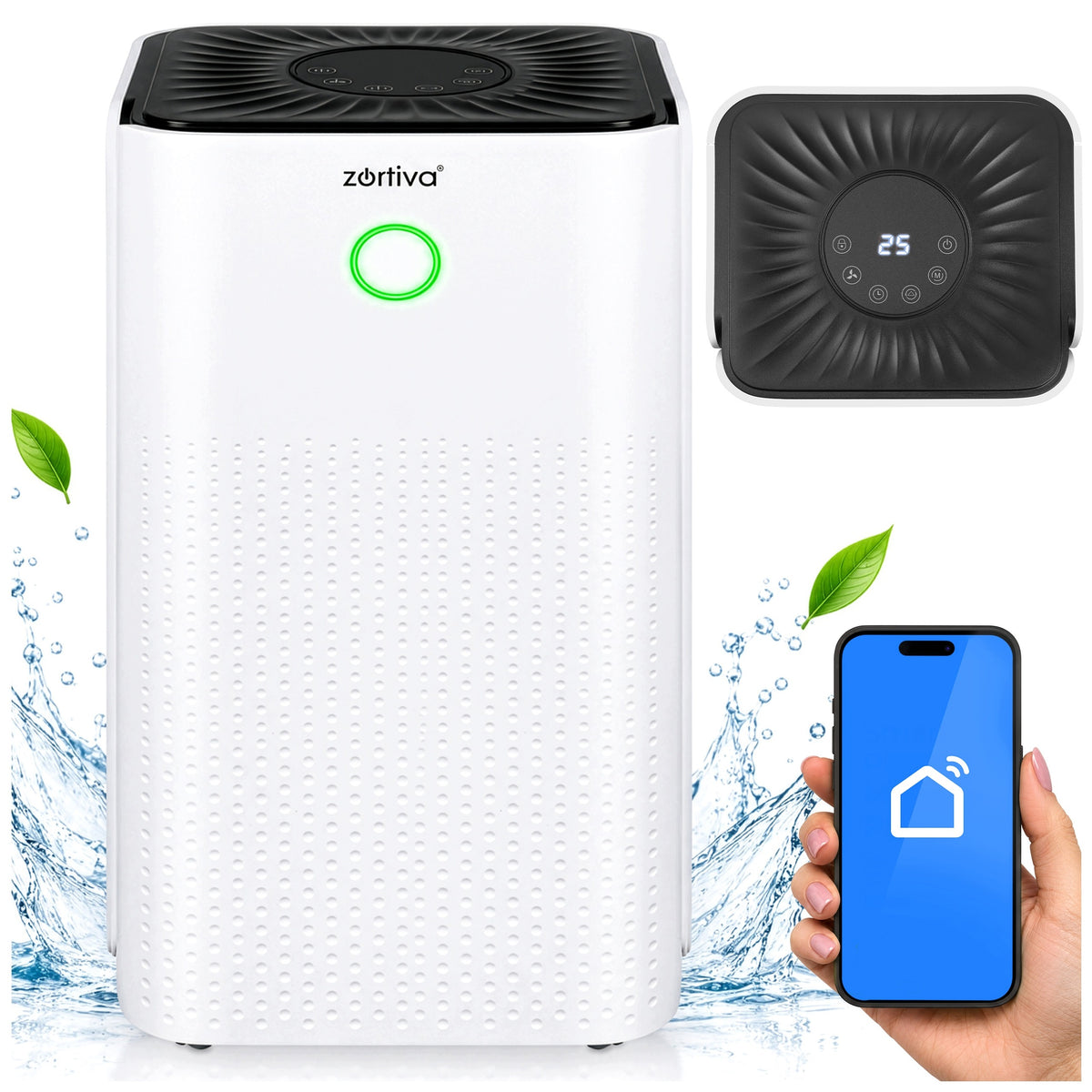 Dehumidifier 12L/24H Moisture Absorber WiFi Hygrostat Timer Quiet