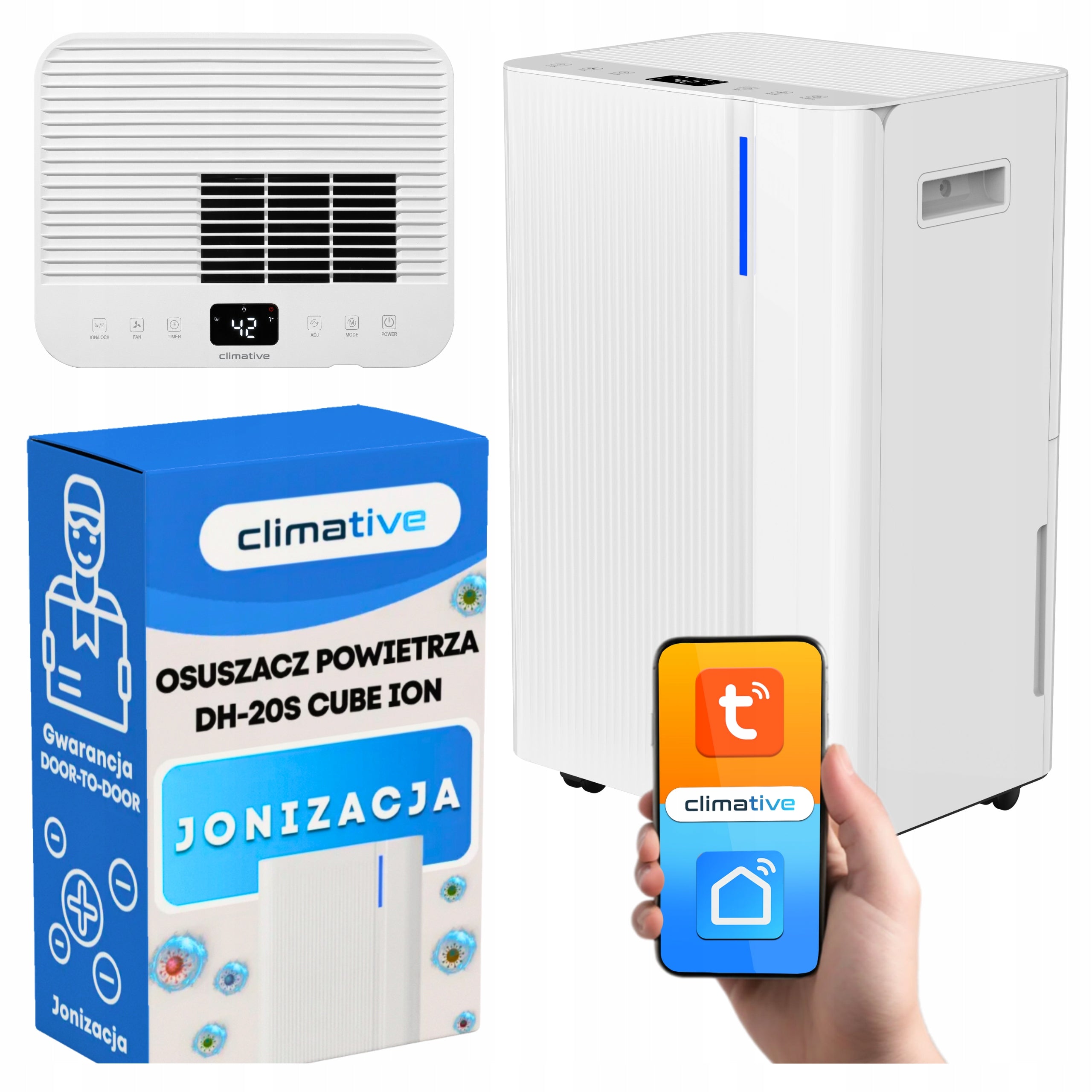 Dehumidifier Cube Moisture Absorber 20L Ionization WIFI 50 m2 +Timer