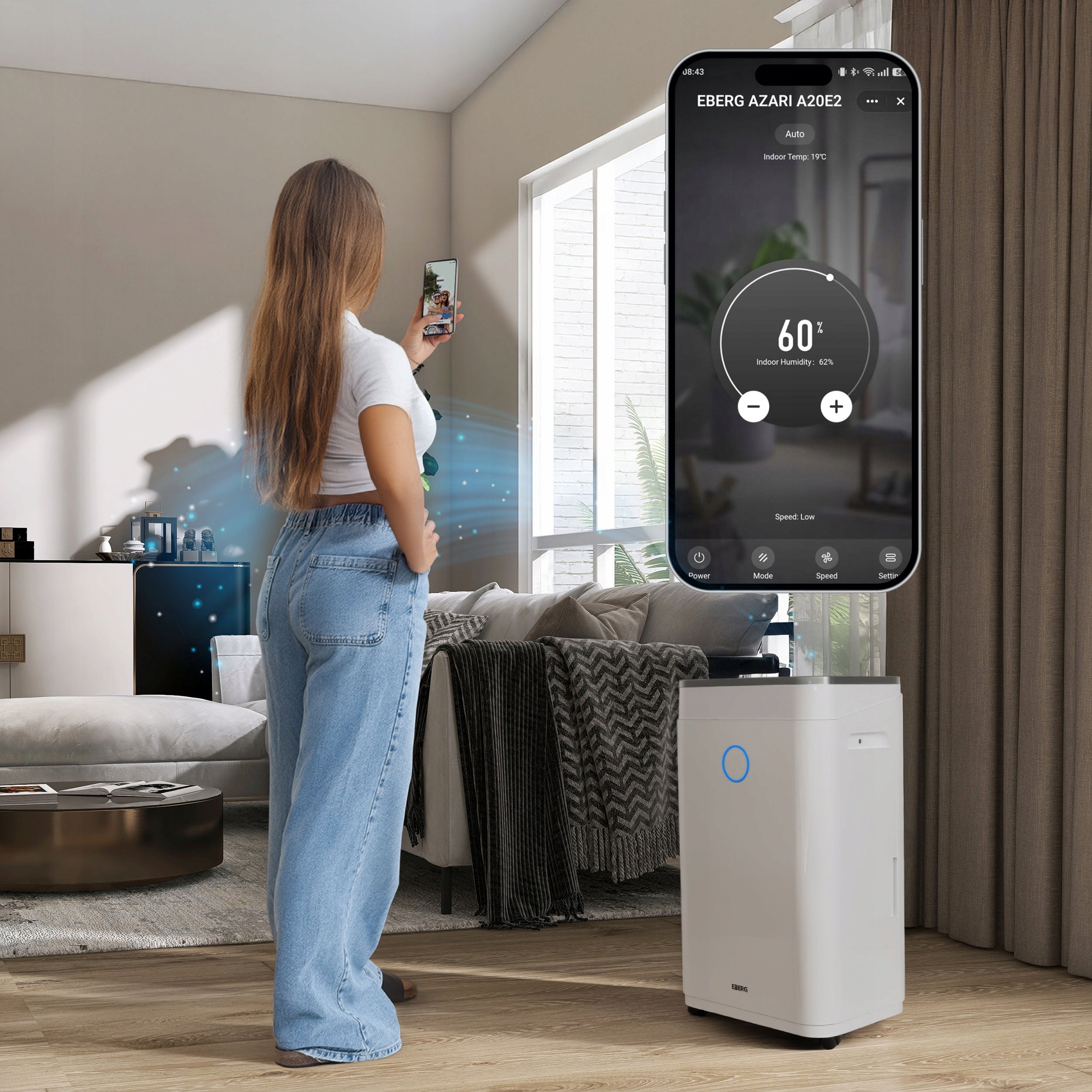 Dehumidifier EBERG AZARI absorber 20l/24h +WiFi +TIMER +hygrostat Medical device no