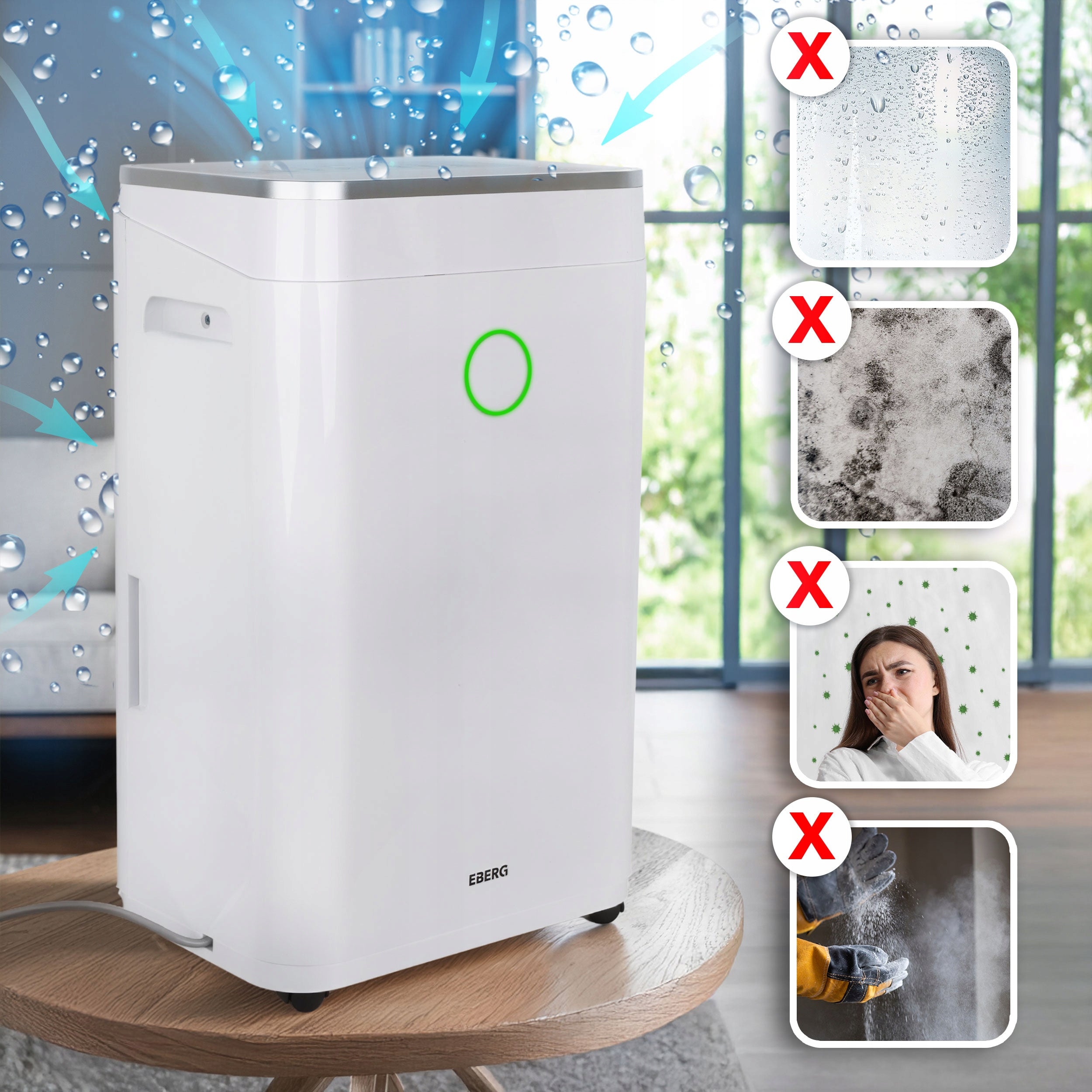 Dehumidifier EBERG AZARI absorber 20l/24h +WiFi +TIMER +hygrostat Packaging status original