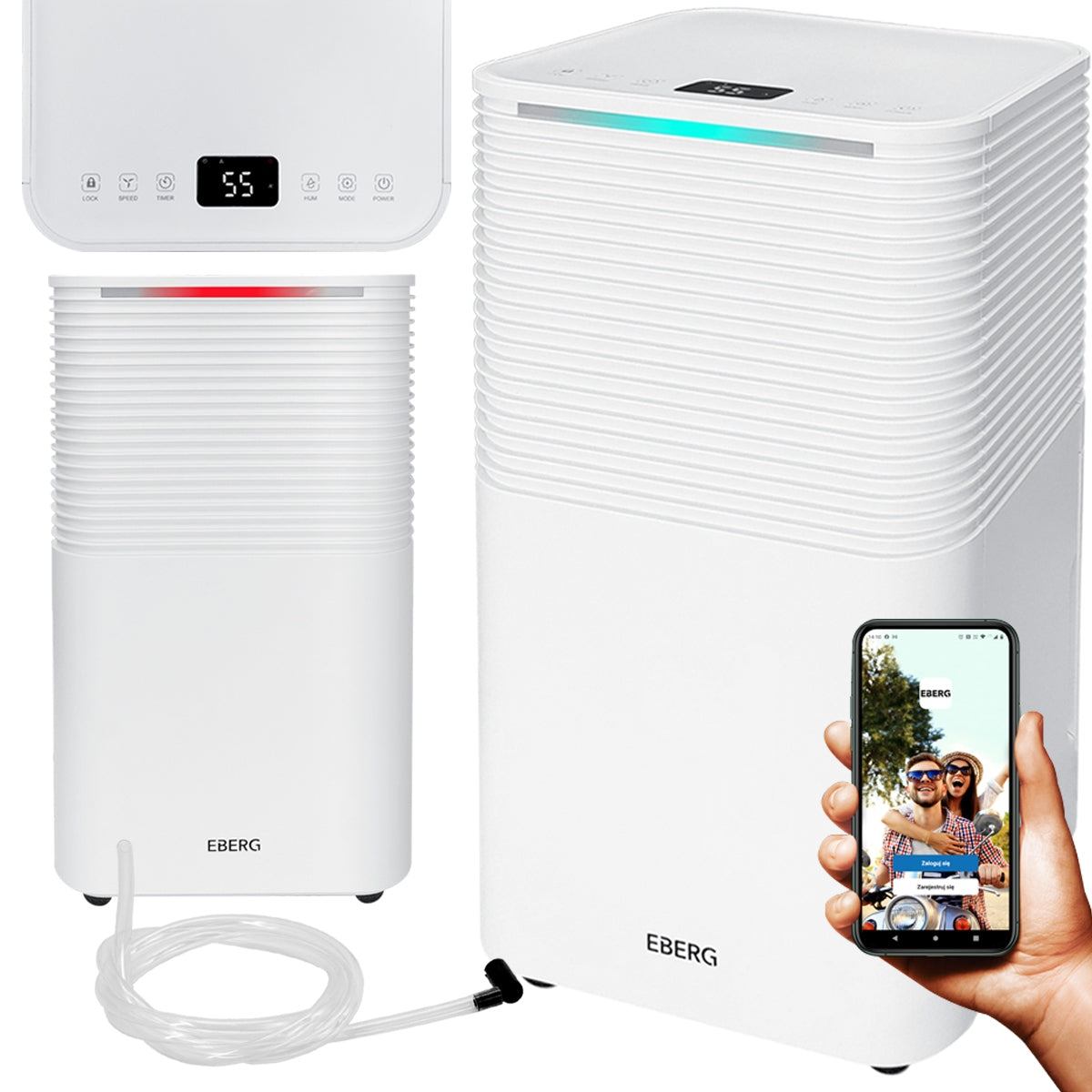 Dehumidifier EBERG RICO absorber 12l/24h +WiFi +TIMER +hygrostat Packaging status original