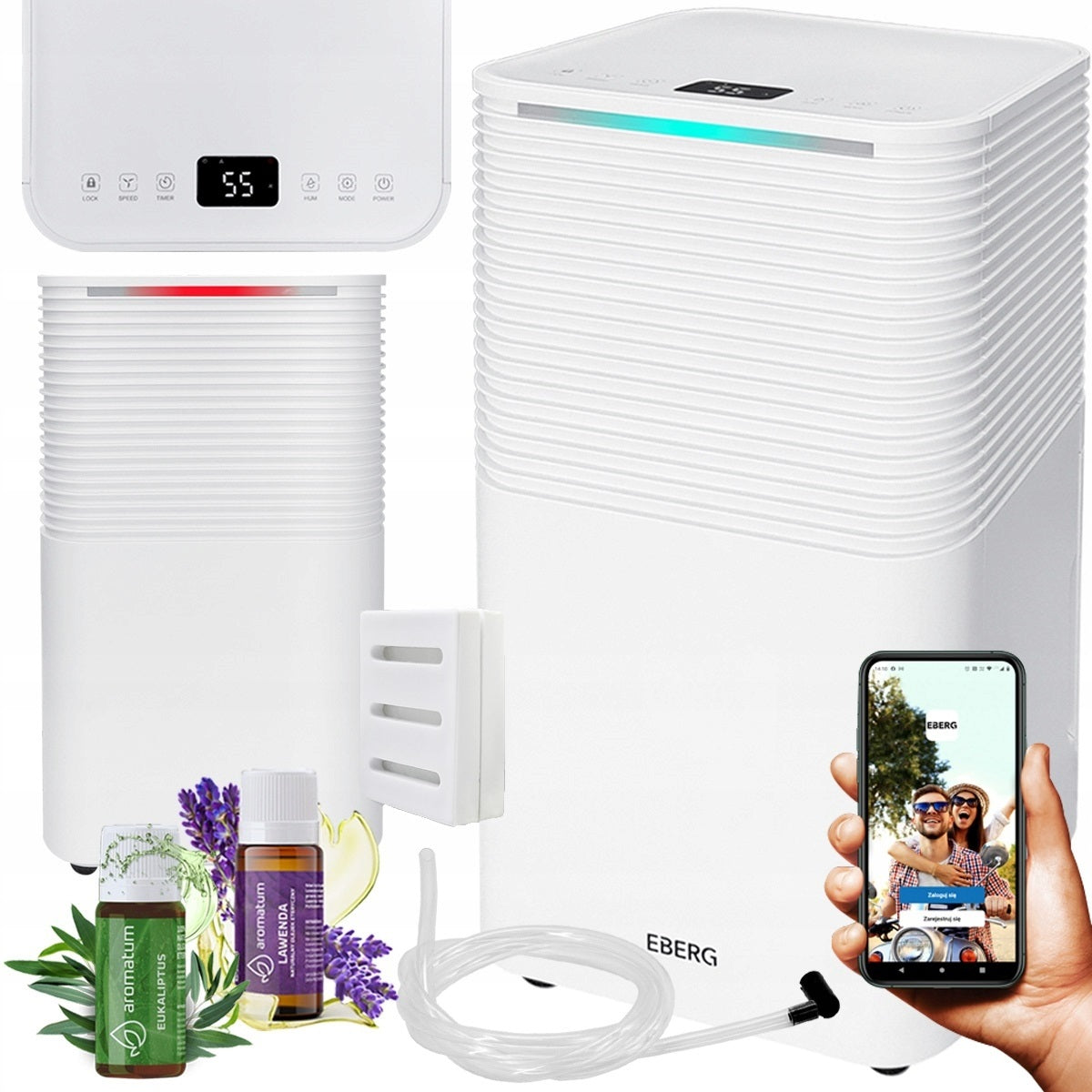 Dehumidifier EBERG RICO absorber 12l/24h +WiFi +TIMER +hygrostat