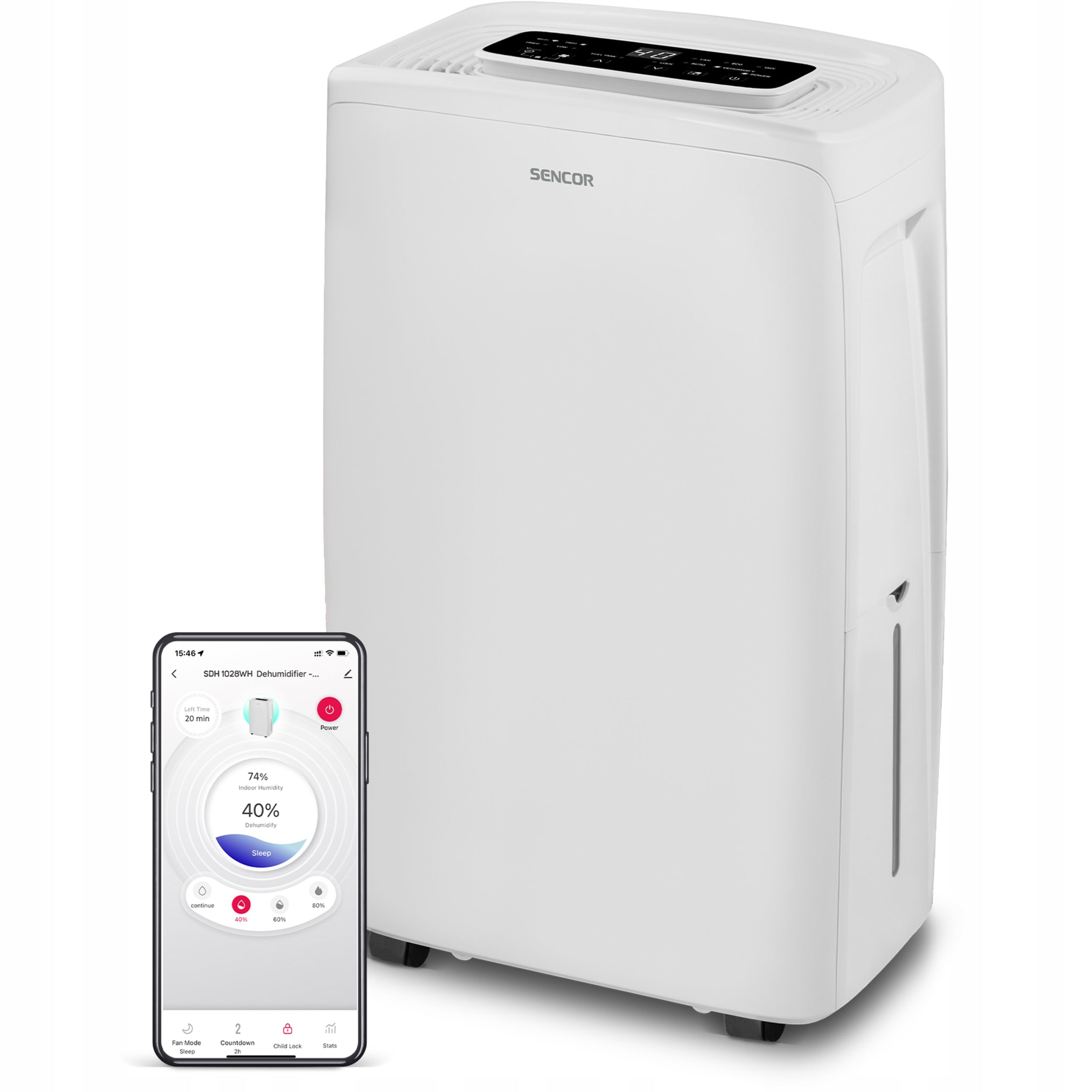 Dehumidifier Mobile Smart Sencor SDH 1028WH 1,5L 235W 35m2