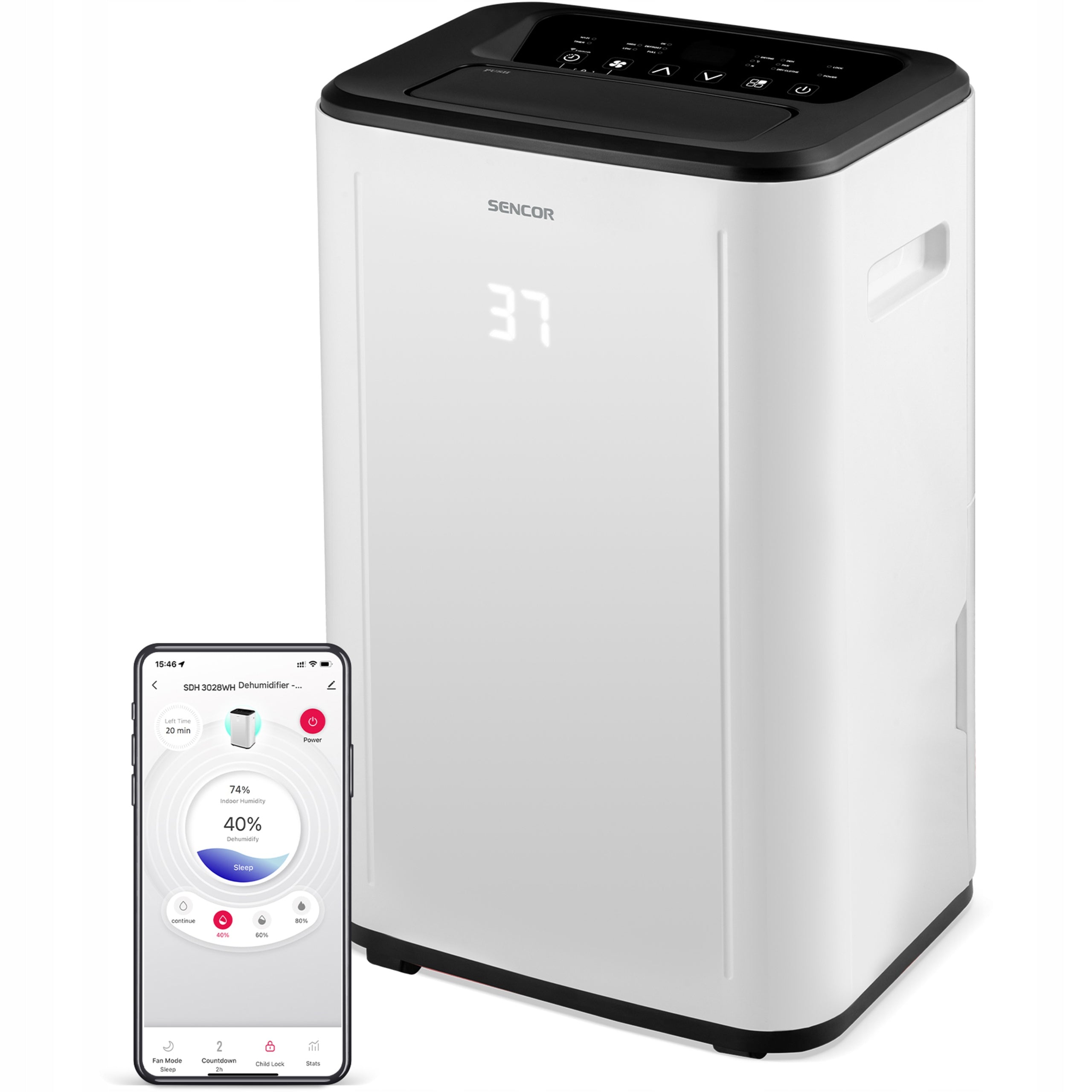 Dehumidifier Mobile Smart Sencor SDH 3028WH 3L 420W 89m2