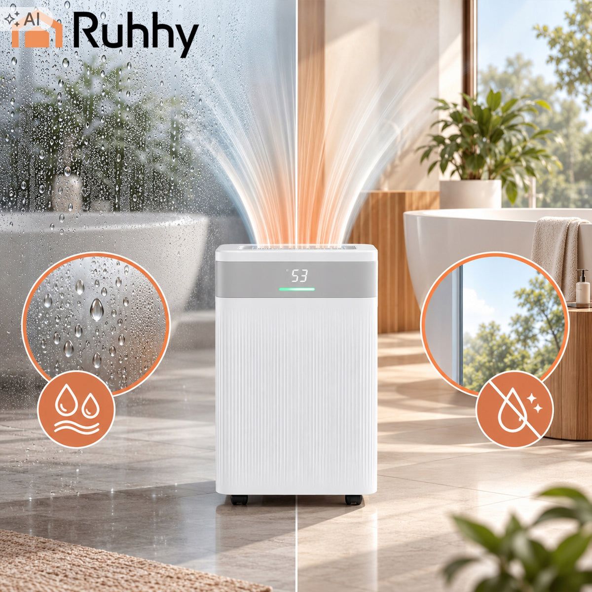 Dehumidifier Ruhhy Moisture Absorber 20l/24h WiFi TIMER Hygrostat Medical device no
