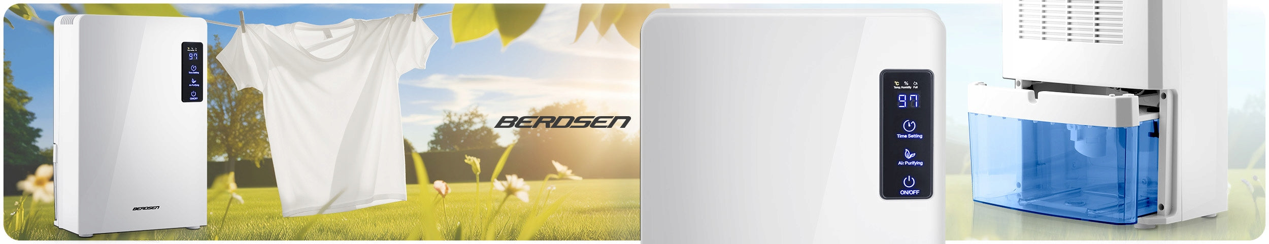 Dehumidifier moisture absorber UV lamp filter 2200ml LED BERDSEN Packaging status original