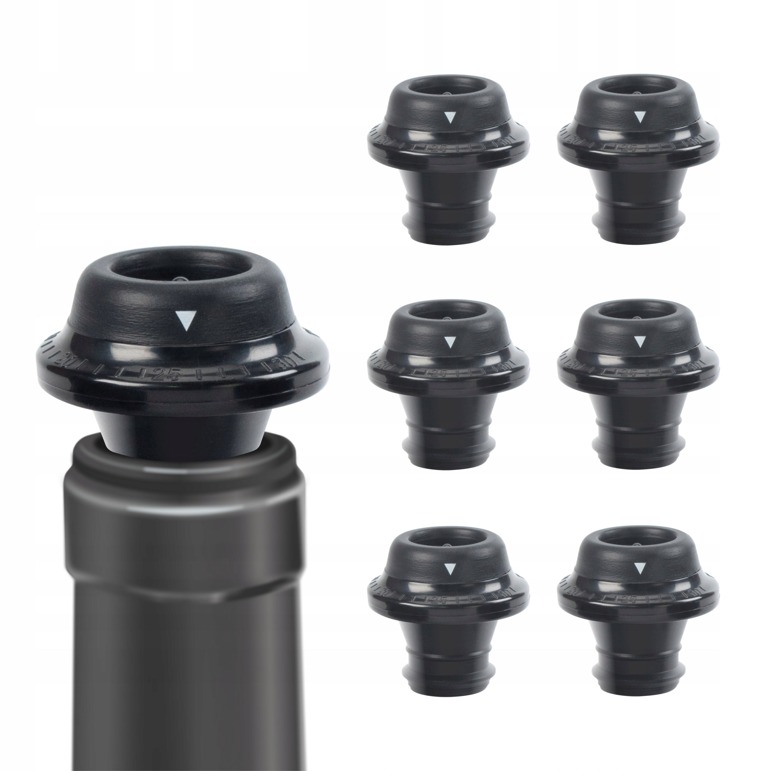 Deiss PRO Silicone Wine Bottle Stoppers, Set of 6