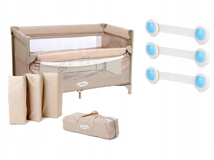 Delivery travel cot two-level playpen lowered side beige gift