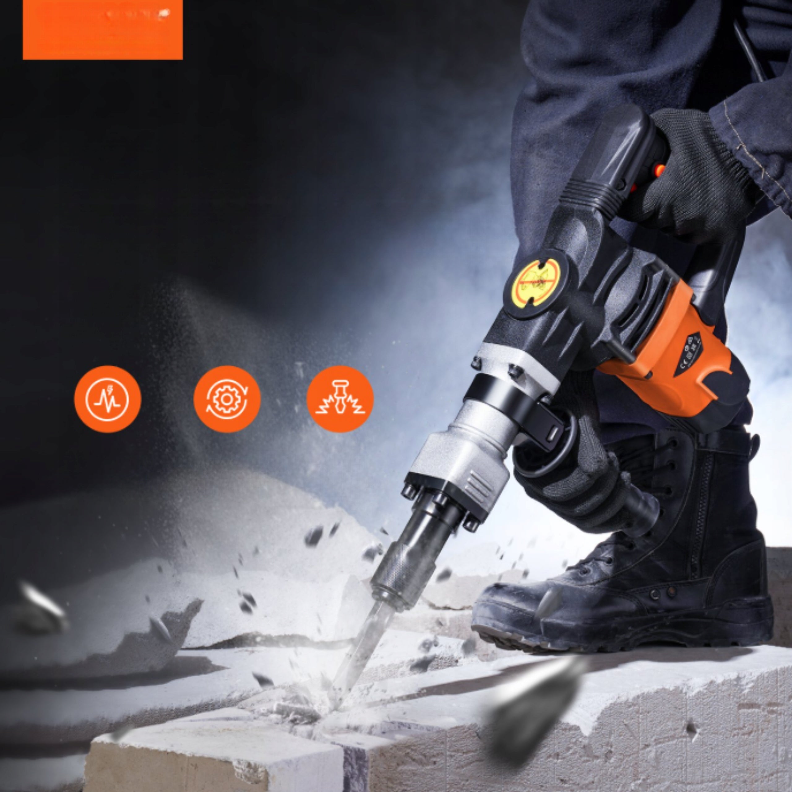 Demolition Impact Hammer For Concrete Forging 19J 1400W 2Electric Large Packaging status original