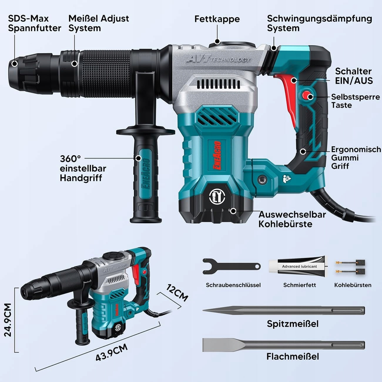 Demolition hammer for concrete, 1300 W, 20 J ENEACRO SDS-Max Brand no brand