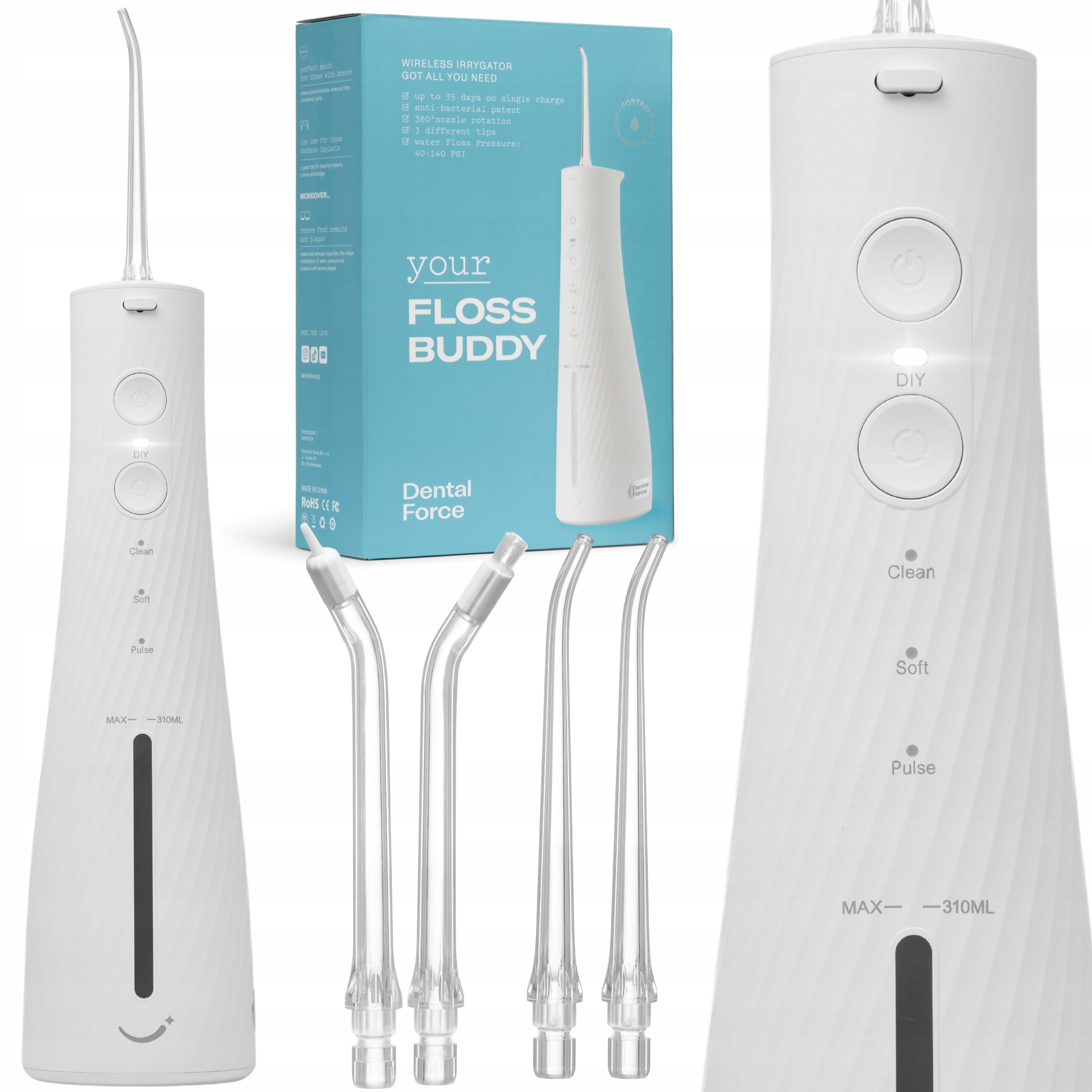 Dental Oral Irrigator Wireless DentalForce 310ml Color white