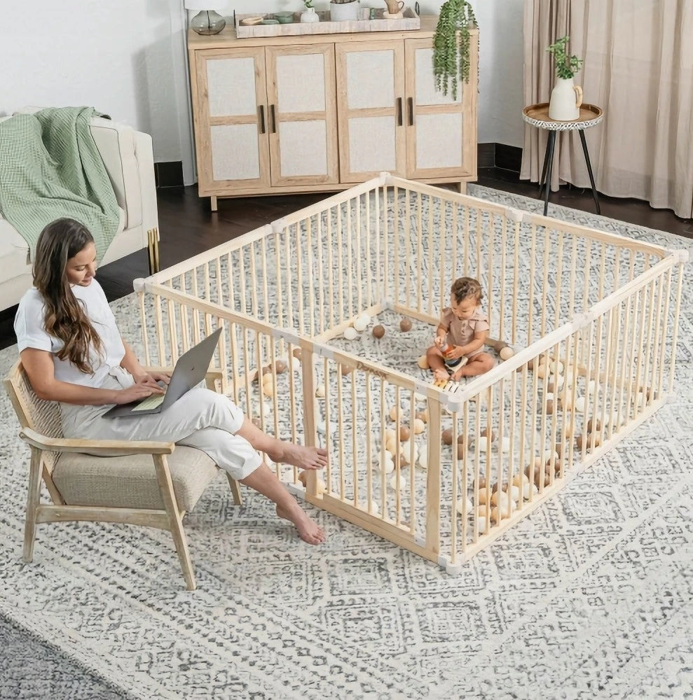 Derrson Dětská ohrádka XXL 7,2 m přírodní 8 ks panelů Packaging status original