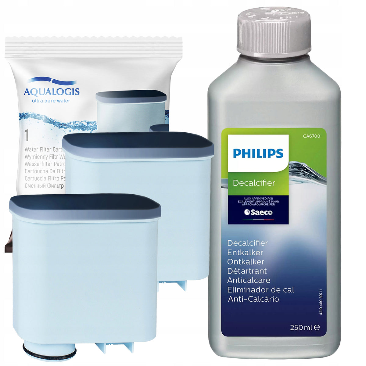 Descaler 250ml 2x Filter for PHILIPS LatteGo SAECO GranAroma