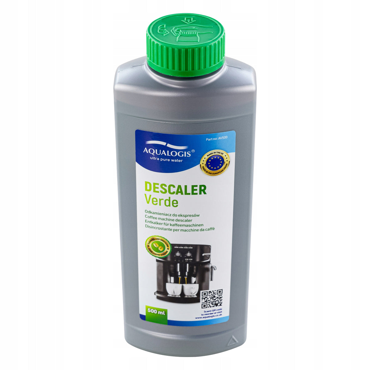 Descaler Aqualogis Verde 500ml Descaler Concentrate for Espresso Machines Packaging status original