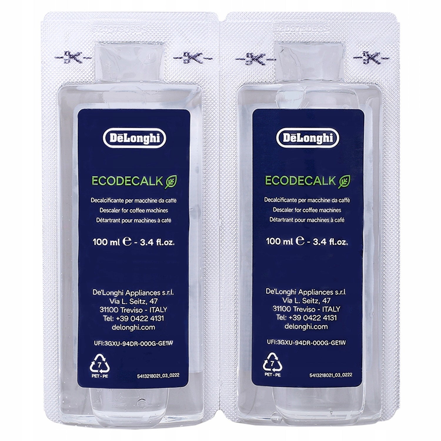 Descaler DeLonghi Ecodecalk Mini 4x 100ml for Delonghi Dinamica Brand De'Longhi