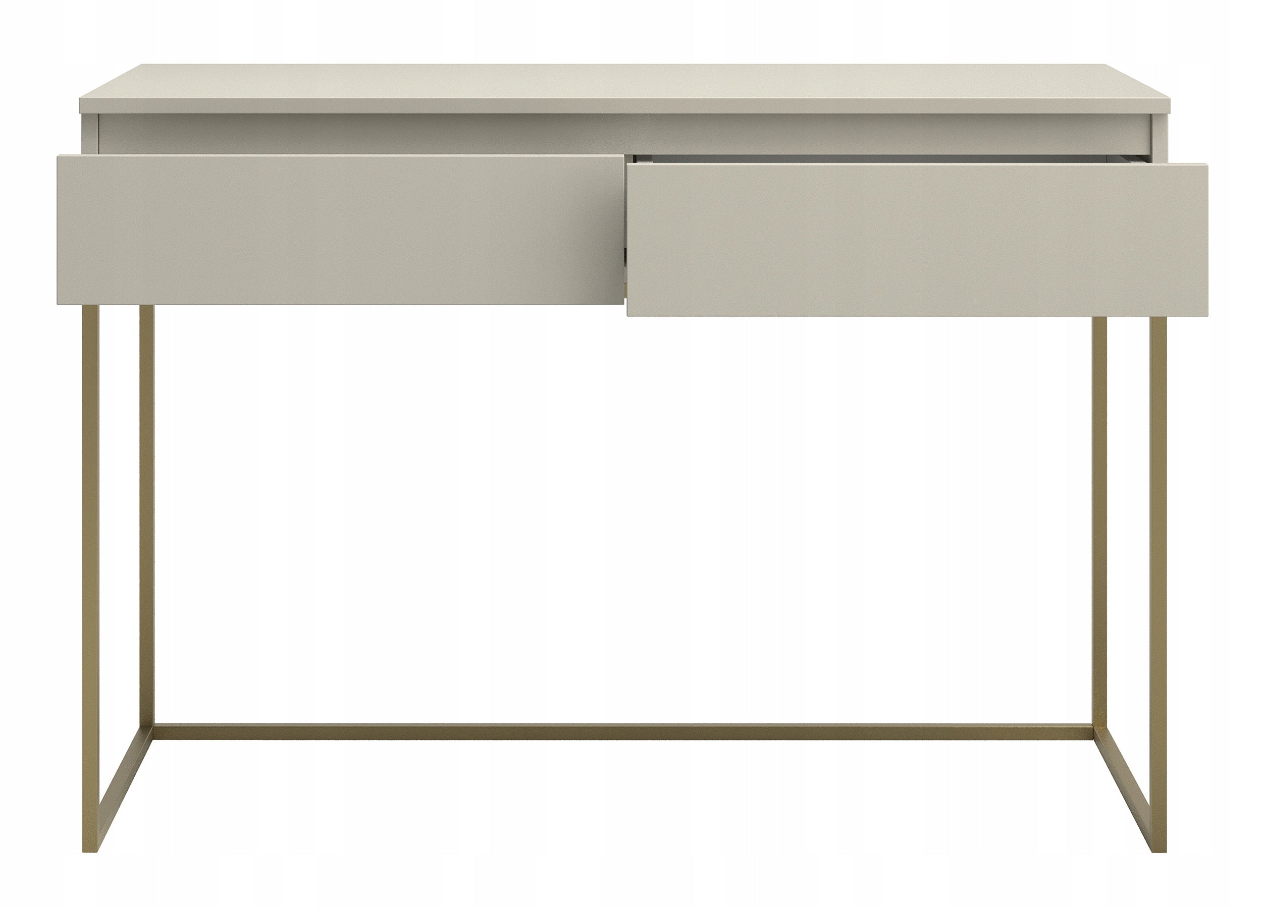 Desk/Dressing Table Bemmi with drawers grey-beige with gold legs Material chipboard
