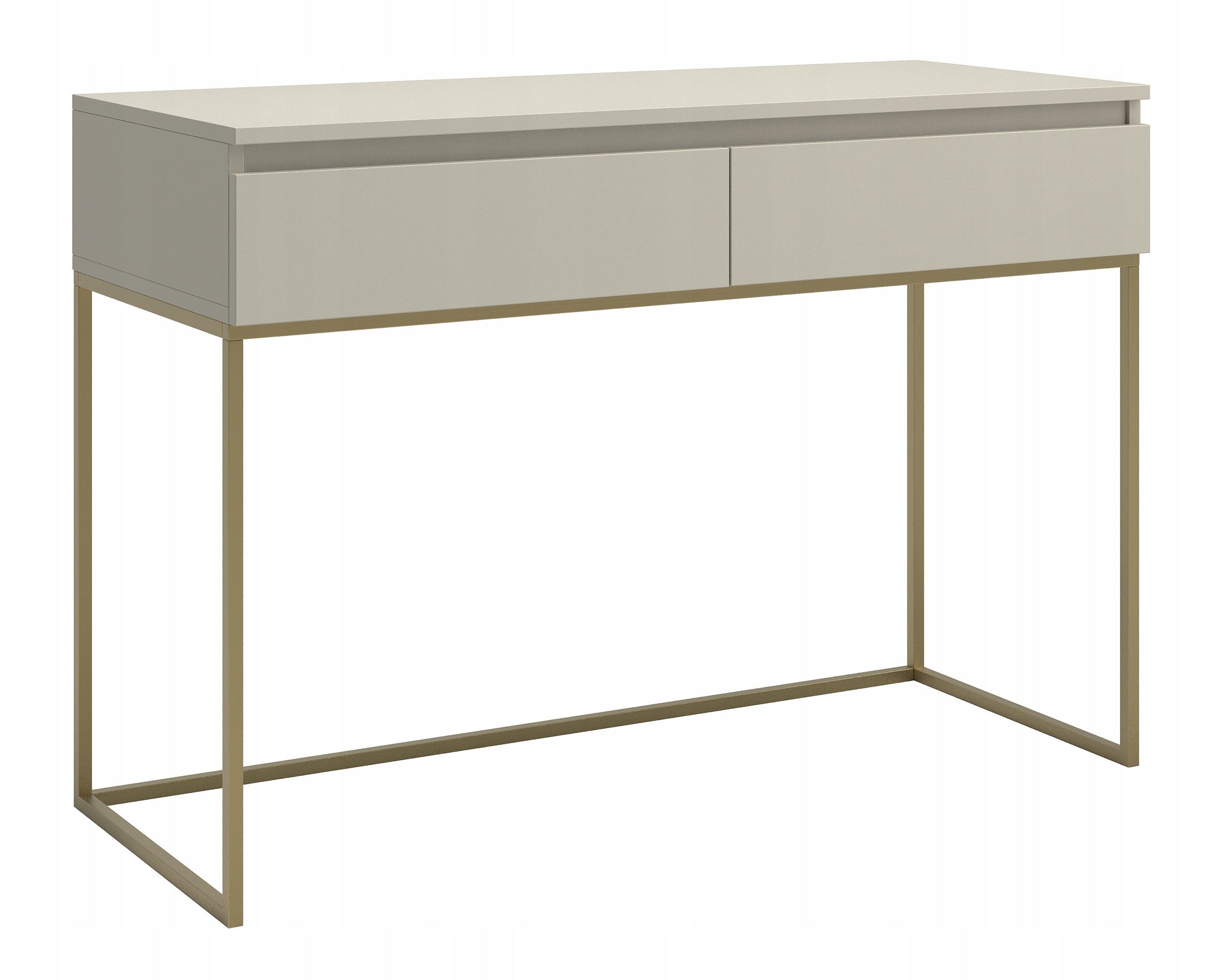 Desk/Dressing Table Bemmi with drawers grey-beige with gold legs