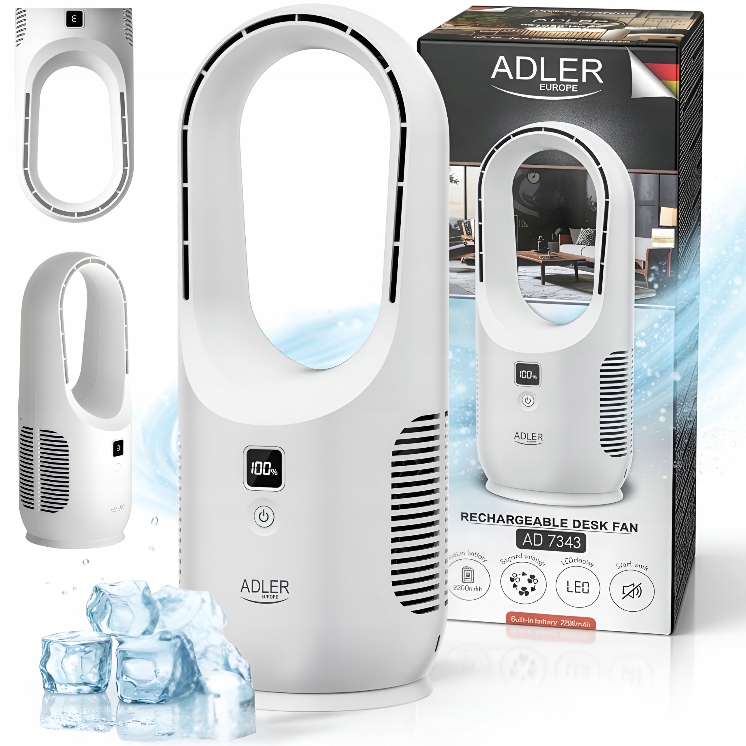 Desk Table FAN BLADELESS Wireless USB Rechargeable LED