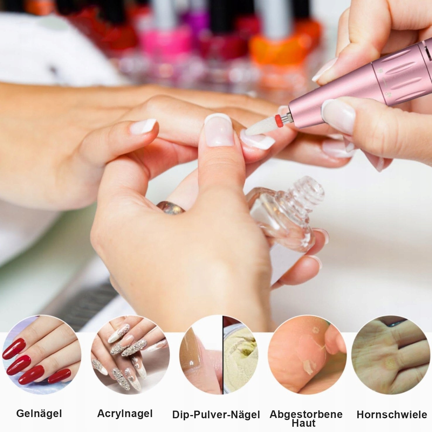 Detailing Nail Tool with 301 Rose Gold Handle for Perfect Labels Power 1.02 W