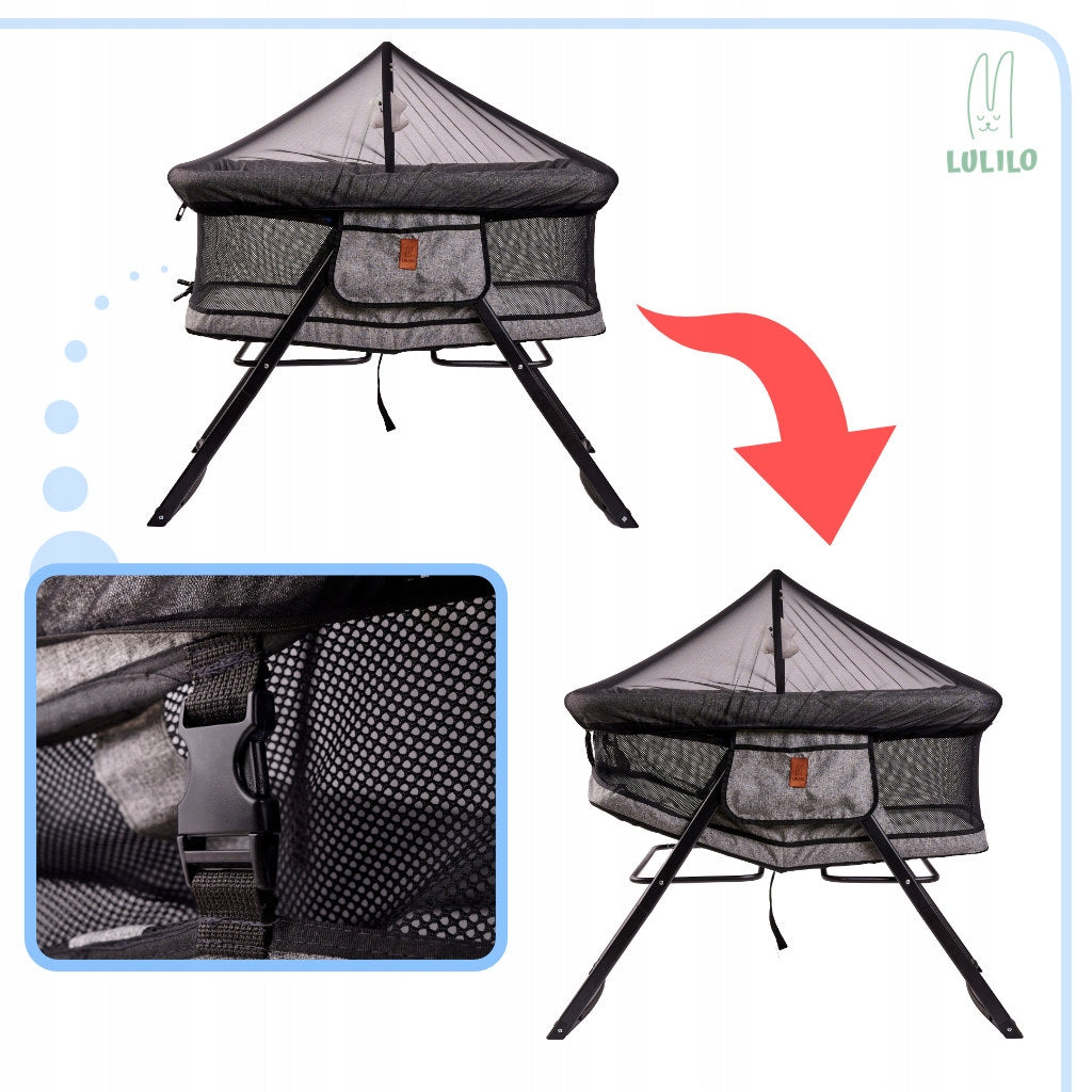 Detská cestovná postieľka sivá LULILO Product width 57 cm