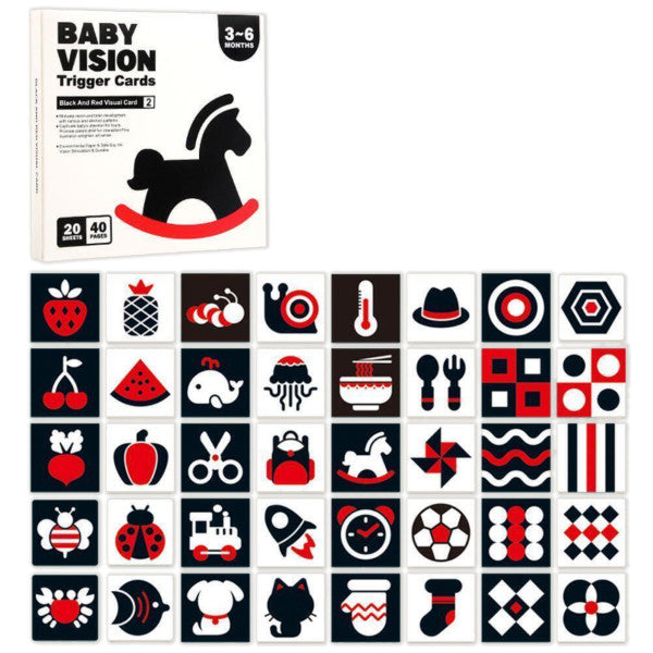 Developing Montessori cards for babies 3-6 m, 40 designs