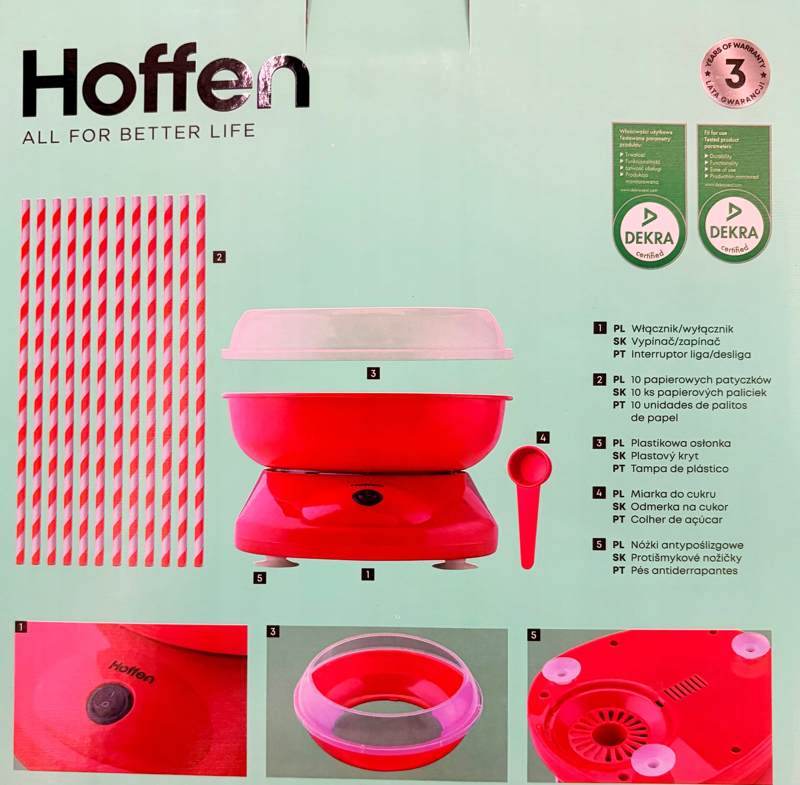 Device for cotton candy Hoffen RED 500 W Manufacturer code POJM260432