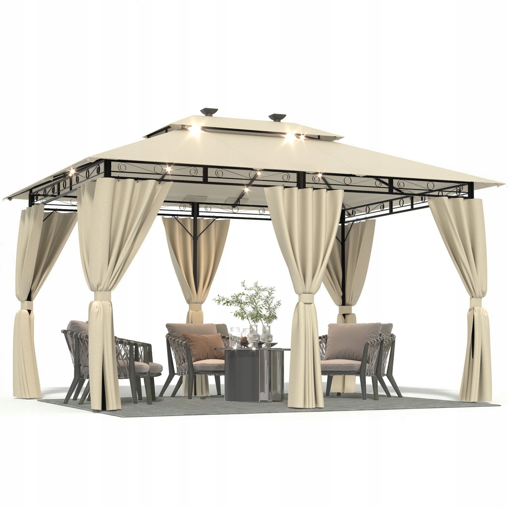 Devoko 3*4m Wodoodporna i stabilna altana ogrodowa z metalową ramą Z LED Type pavilion