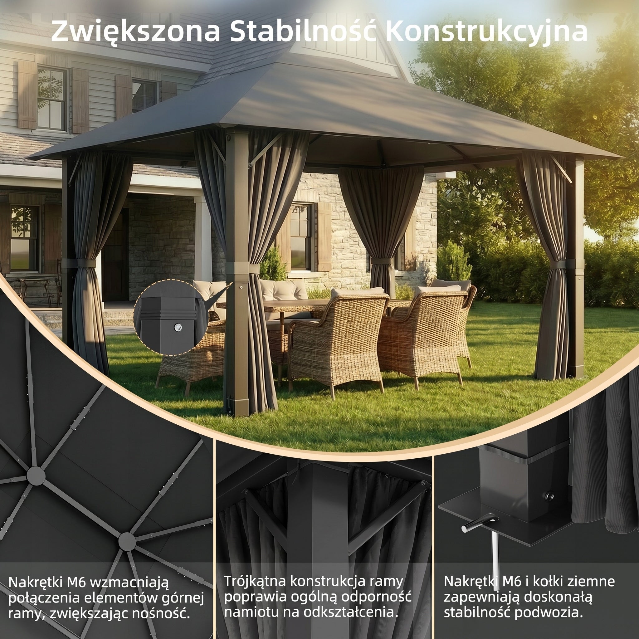 Devoko Altana ogrodowa 4x3 m, w całości wykonana z aluminium Szara Manufacturer Devoko