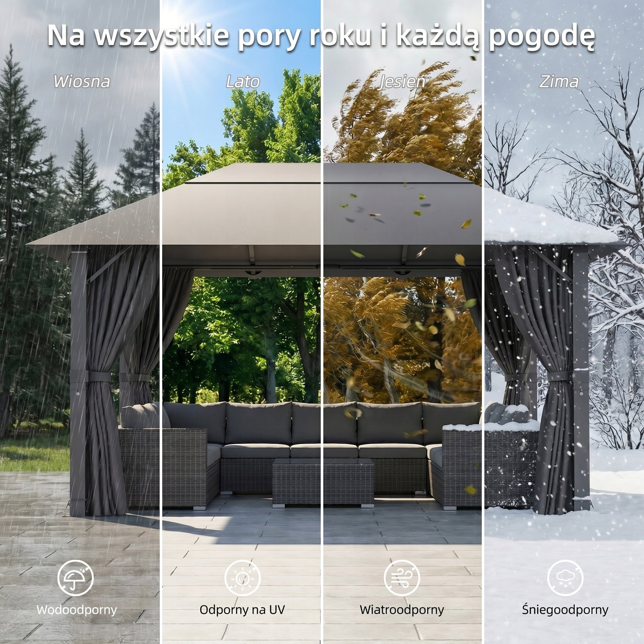 Devoko Altana ogrodowa 4x3 m, w całości wykonana z aluminium Szara Width 3 m